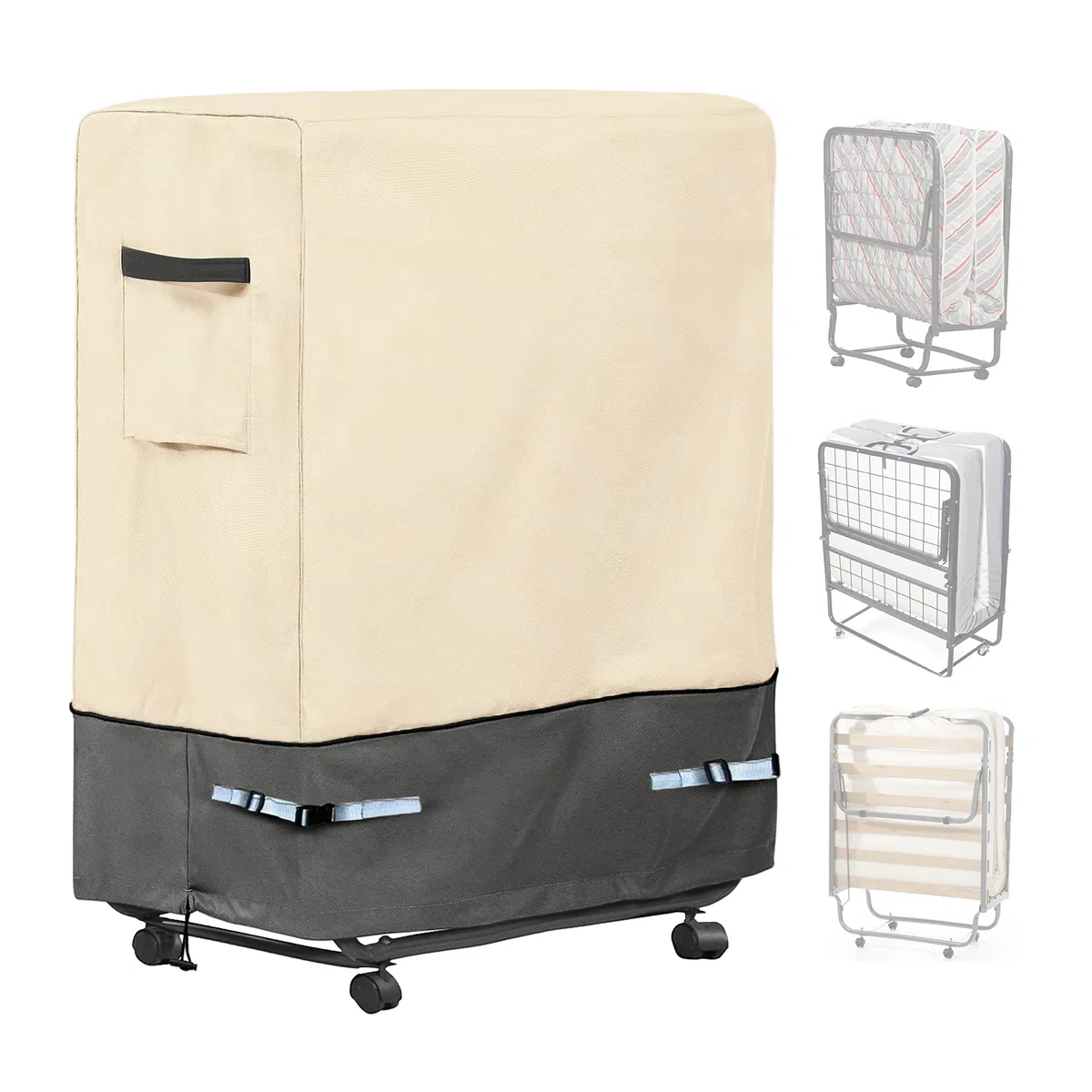 Copertura per letto con rotelle, in tessuto Oxford impermeabile, universale, traspirante, copertura per la conservazione del letto pieghevole, per letti singoli da 96,5 cm