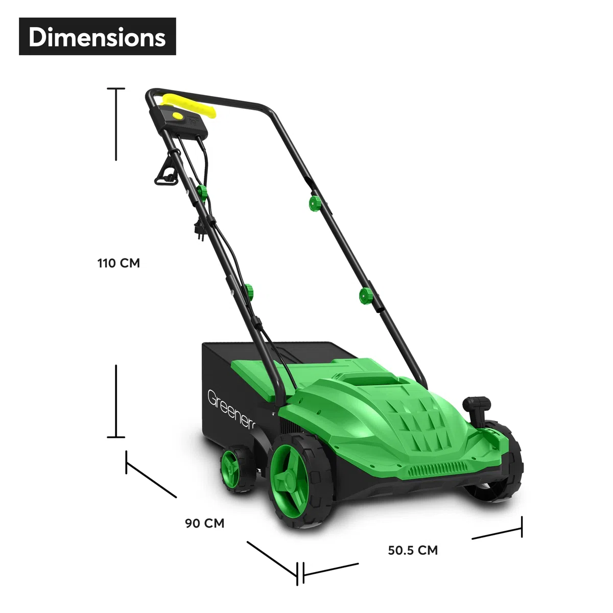 Scarificatore elettrico da 1500 W, 1500 W, rastrello per prato, 30 l, larghezza di lavoro 32 cm, 4 altezze di scarificazione regolabili, 2 rulli intercambiabili, manici pieghevoli, lunghezza cavo 10 m