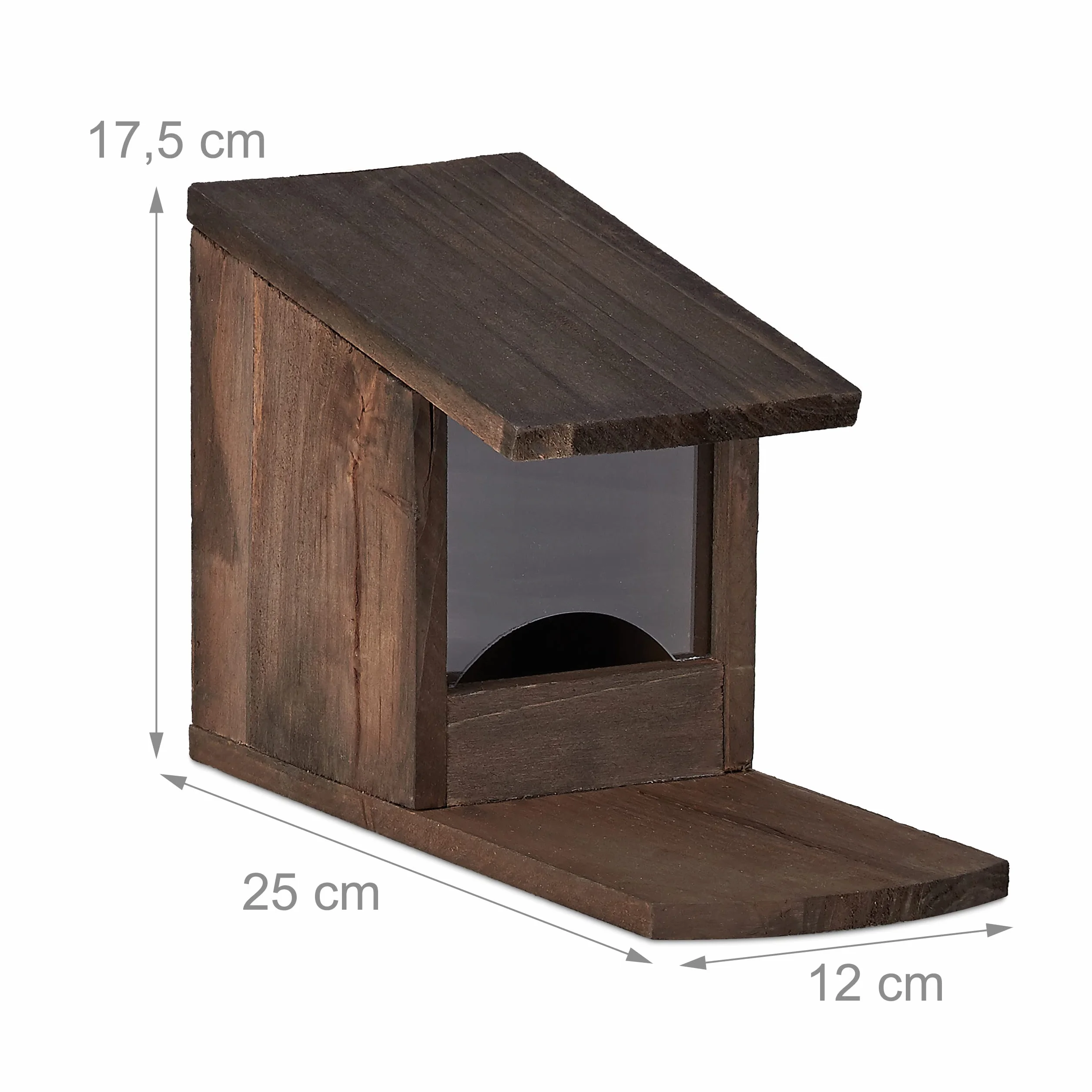 Relaxdays Mangiatoia per Scoiattoli, Autoportante, in Legno, HxLxP: 17,5 x 12 x 25 cm ca. Colore Marrone Scuro