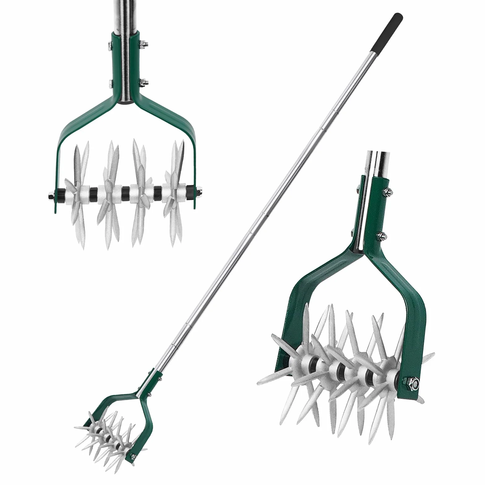 Yeelor Coltivatore rotante con manico regolabile S/S con denti in metallo solido staccabili coltivatore da giardino coltivatore da giardino e fresa manuale per allentare e mescolare il terreno