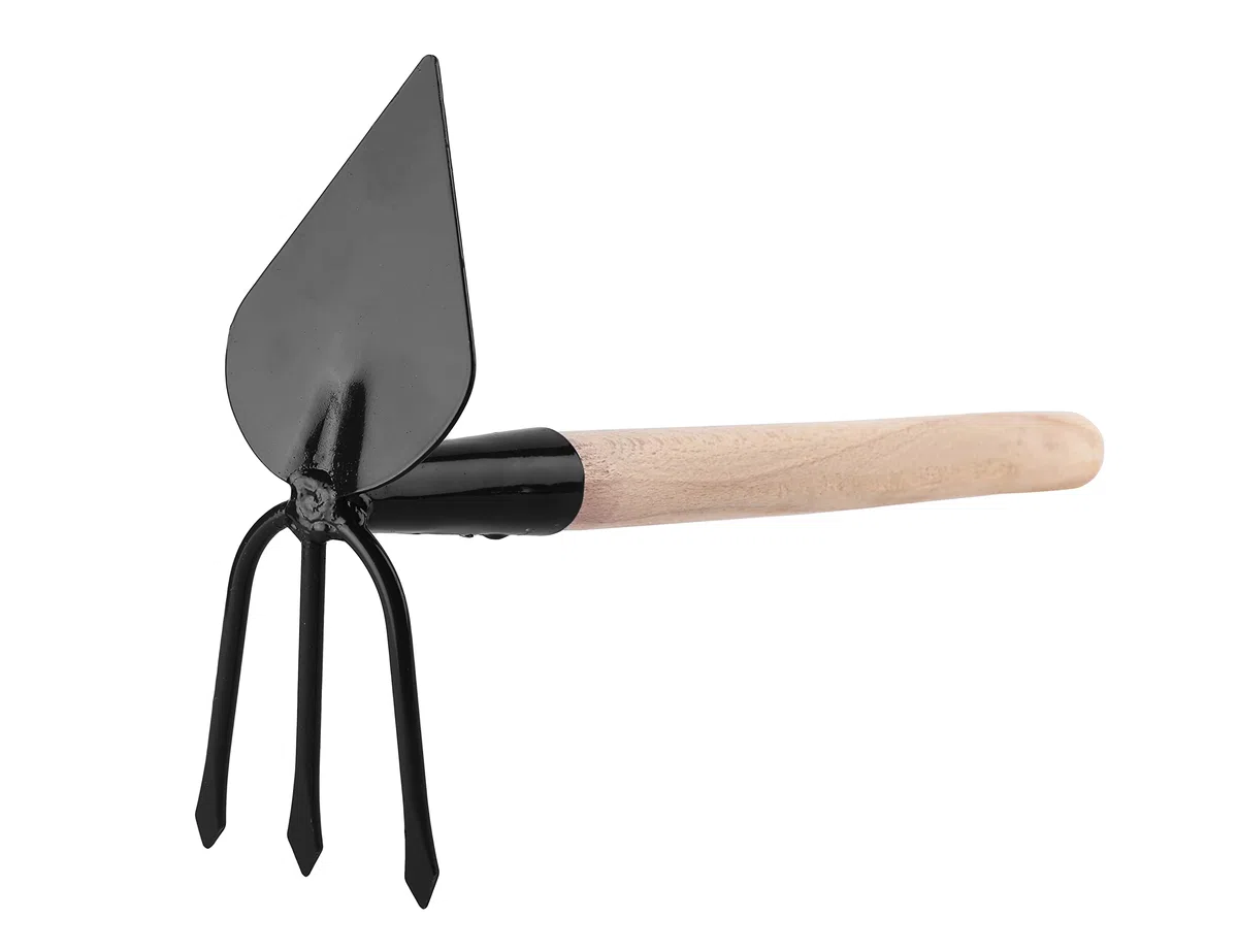Garronda Doppia Zappa da Giardino a Forma di Cuore con Tridente Piccola Zappa con Rastrello GD-0007 (Zappetta per erbacce: nera, a forma di cuore)