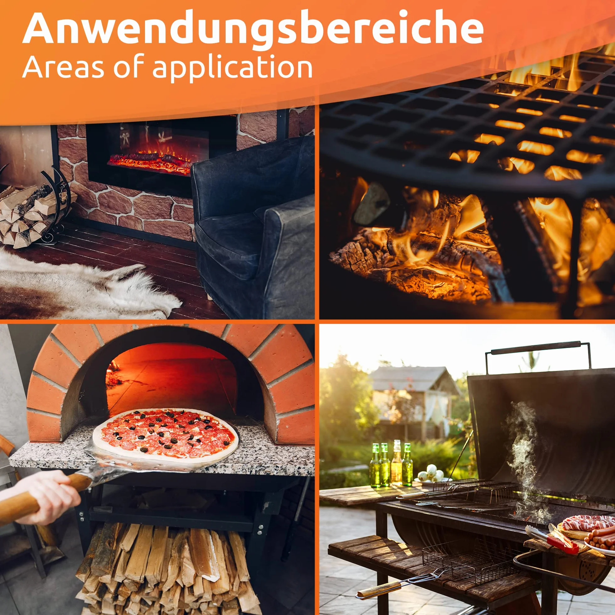 ECENCE Spazzola metallica con setole in ottone ondulato e raschietto - Spazzola per forno pizza, barbecue, forni a legna e griglie - Rimuove fuliggine e sporco