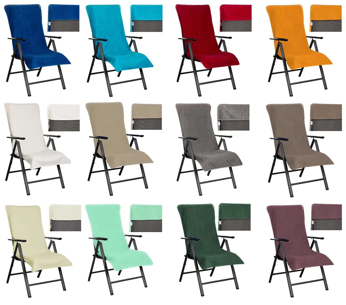 Brandsseller Coprisedia in Spugna per Sedia da Giardino 65x130 cm – Asciugamano XL in 100% Cotone Copricuscino - antiscivolo, lavabile, certificato Oeko-Tex – Verde Scuro