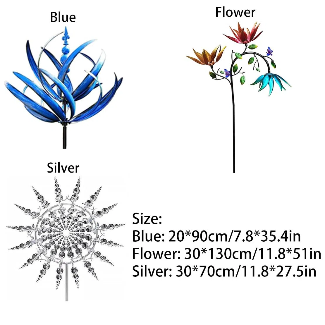 3D Unique And Magical Metal Windmill Spin, Wind Spinners For Garden, Wind Spinners Stakes Ornaments for Yard, Wind Sculpture Spinner, Wind Spinner Windmill (Blue)
