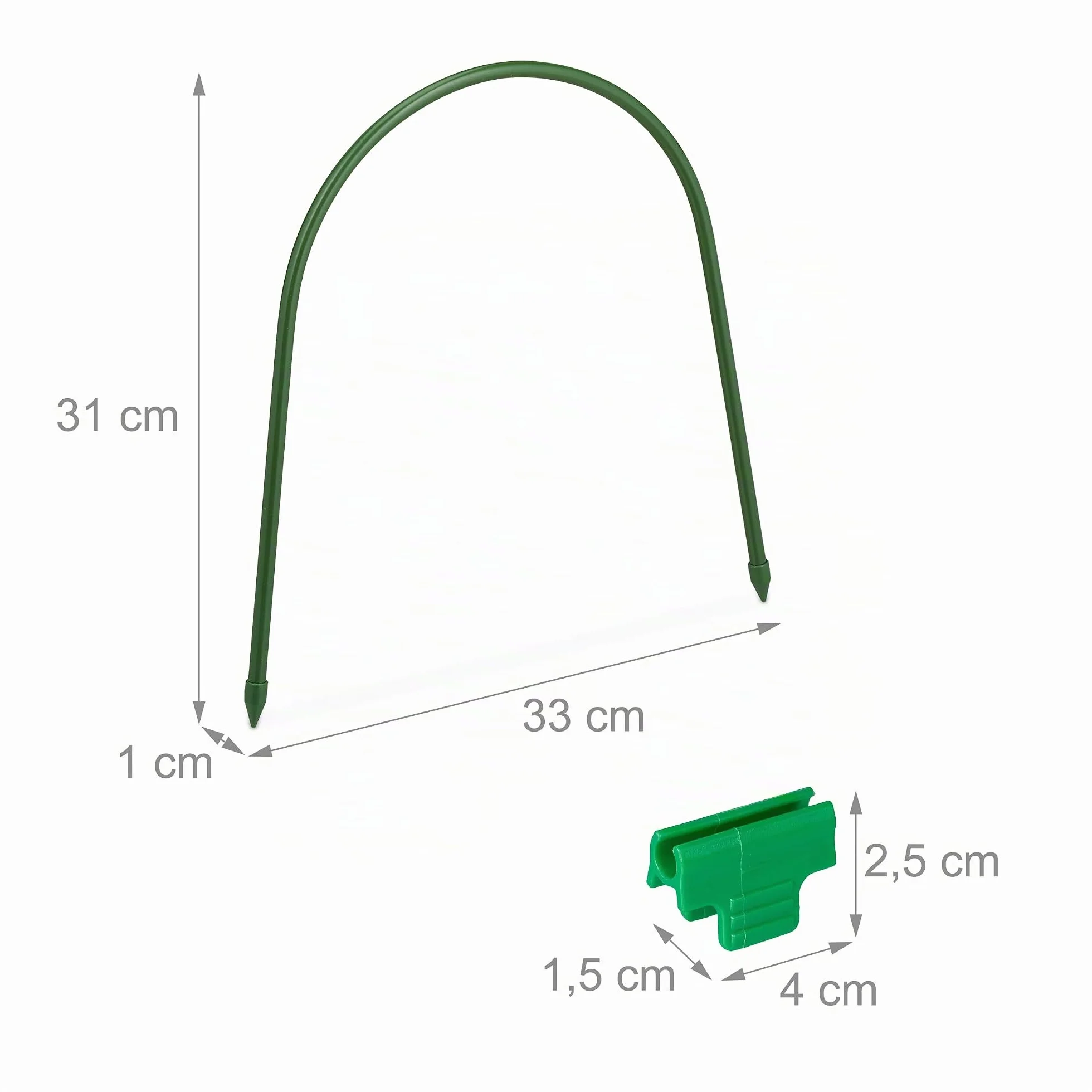Relaxdays Archi per Tunnel Orto, Set da 12 con 40 Clip, per Serre e Letti Rialzati, Acciaio Pieghevole e Robusto, Verde