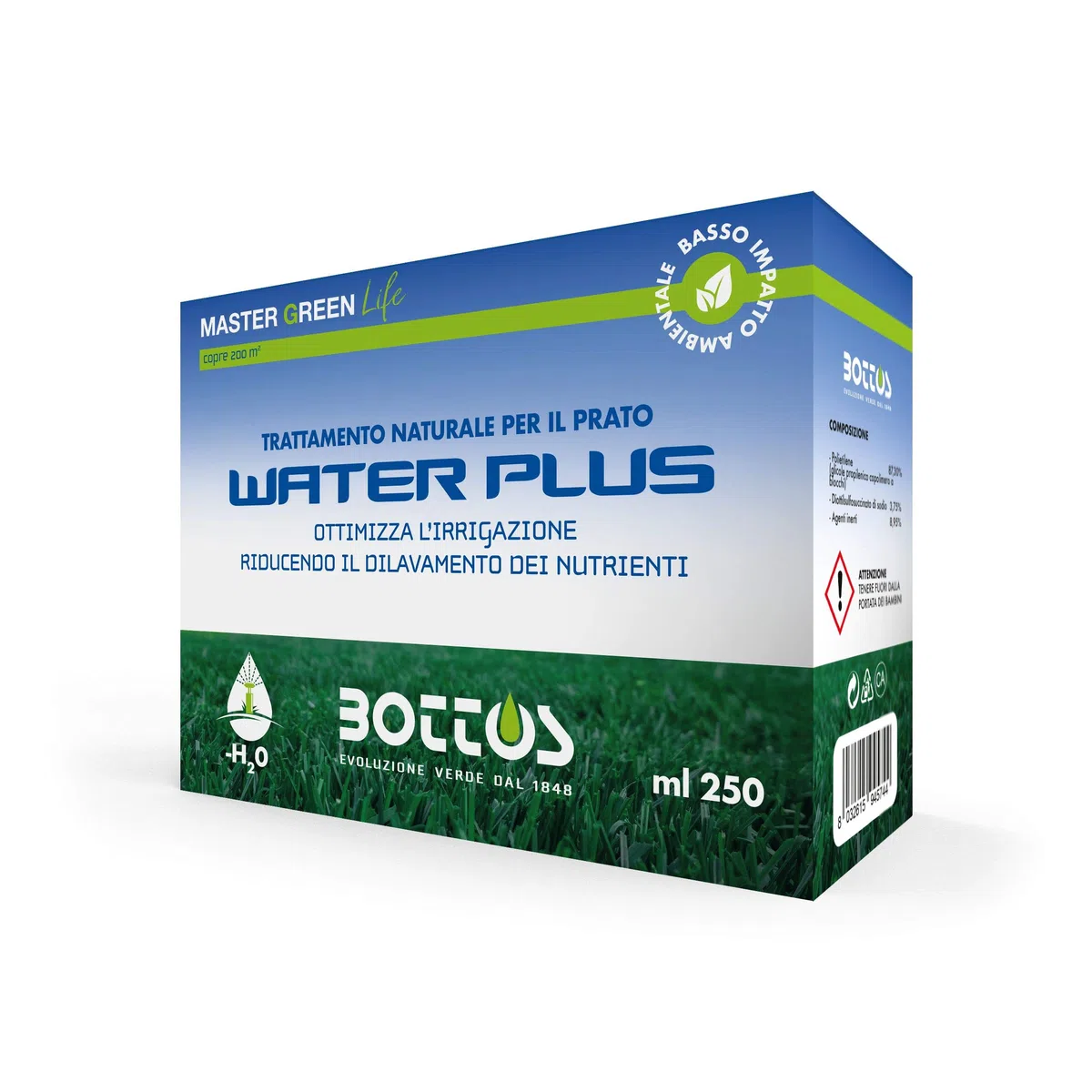 Water Plus 250 Gr Radicante Tensioattivo per Prato Tappeto Erboso Giardino Ottimizza Irrigazione