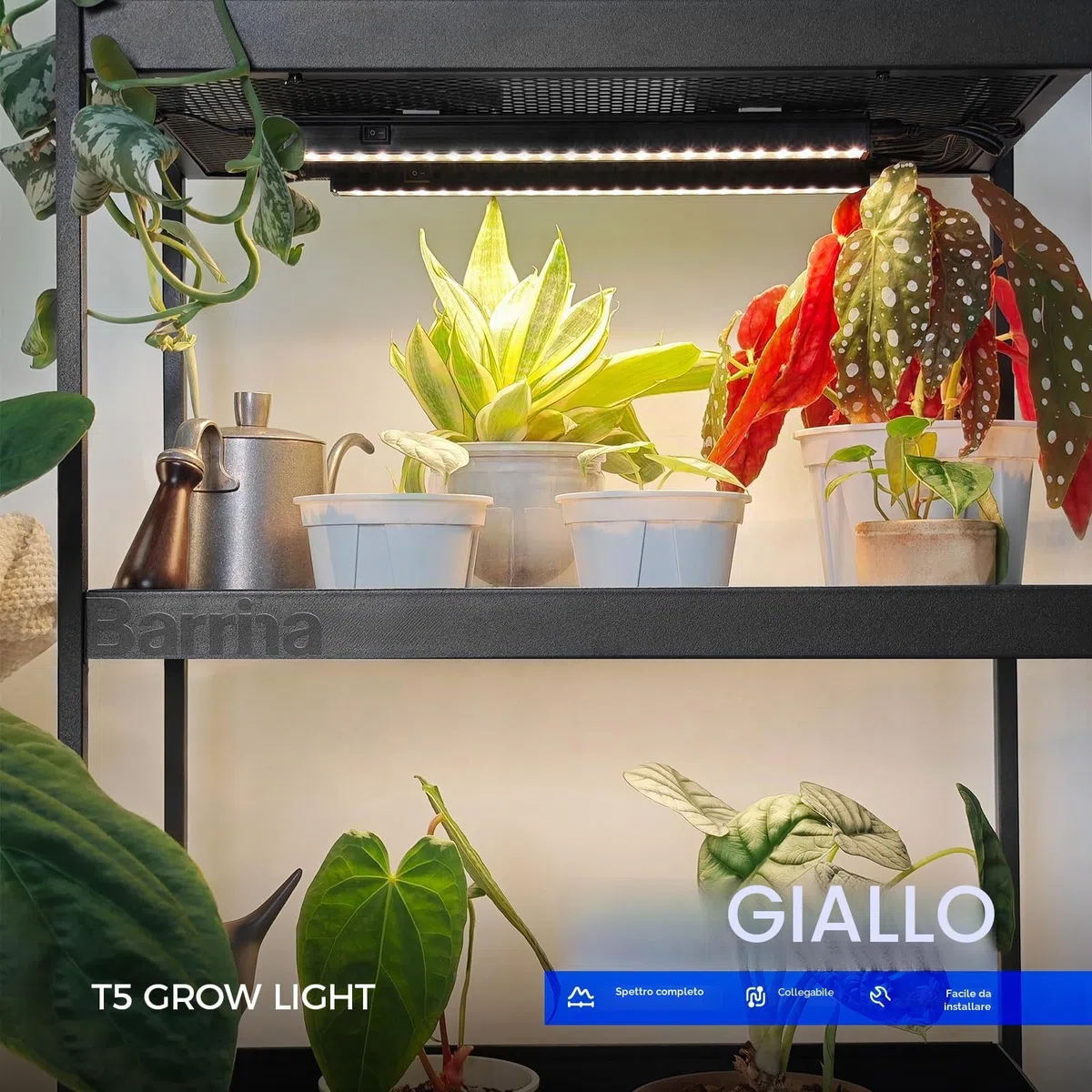 Barrina T5 LED Pflanzenwachstumslicht, 30 cm 3000 K Gelbes Pflanzenlicht, Vollspektrum-Wachstumsstreifen, 20 W (4 x 5 W), koppelbares Design, 4 pezzi