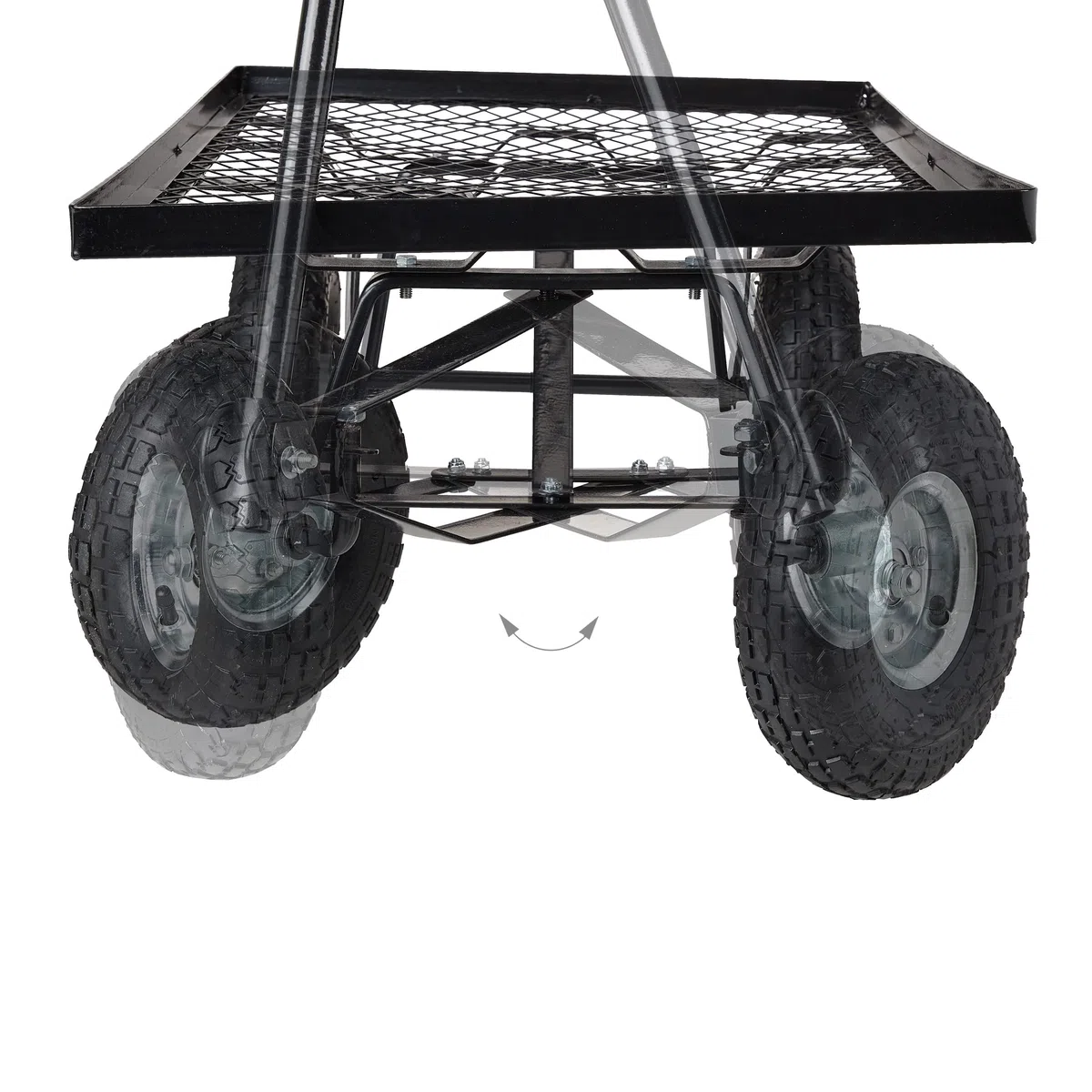 Relaxdays Carretto da Giardino, Carrello a Mano da Trasporto, HLP: 34,5x51x96 cm, Superficie Aperta, Fino a 200 kg, Nero