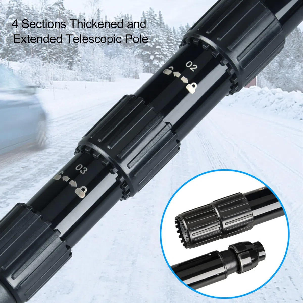 Set di pale neve per auto, retrattile, multifunzionale, kit di rimozione neve di emergenza con manico ergonomico per viaggi in auto, cortili, lega di alluminio, design
