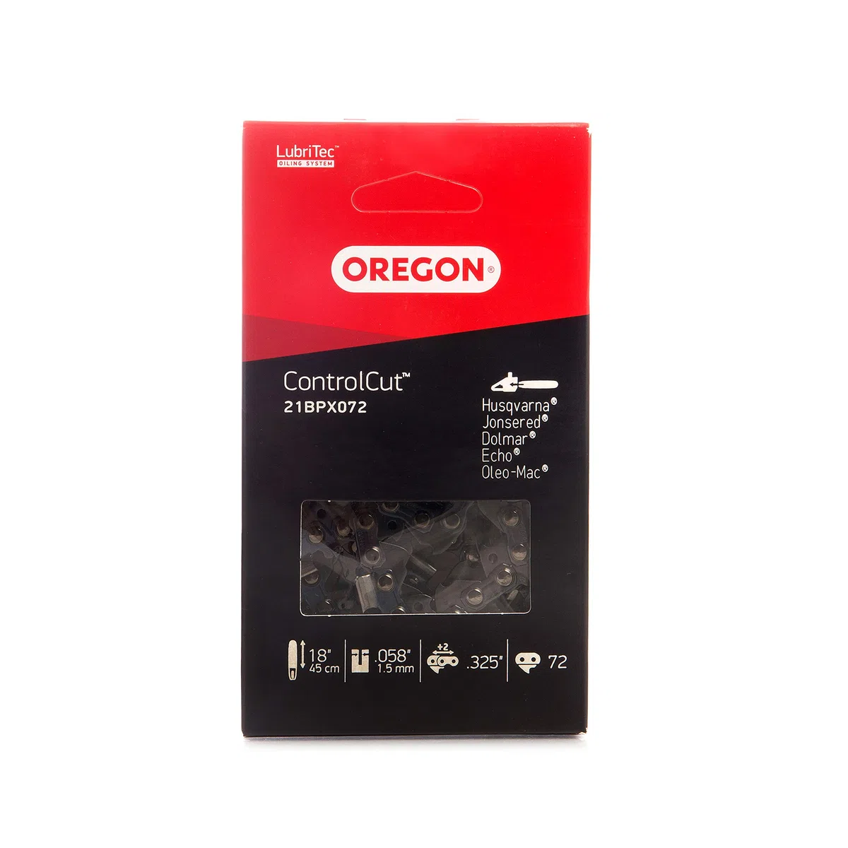 Oregon 21BPX ControlCut Catena per Motosega da 72 Maglie di Trasmissione, Adatta a Barre da 18 pollici (45 cm), Compatibile con Husqvarna, Hyundai, Alpina, Efco ed altre marche