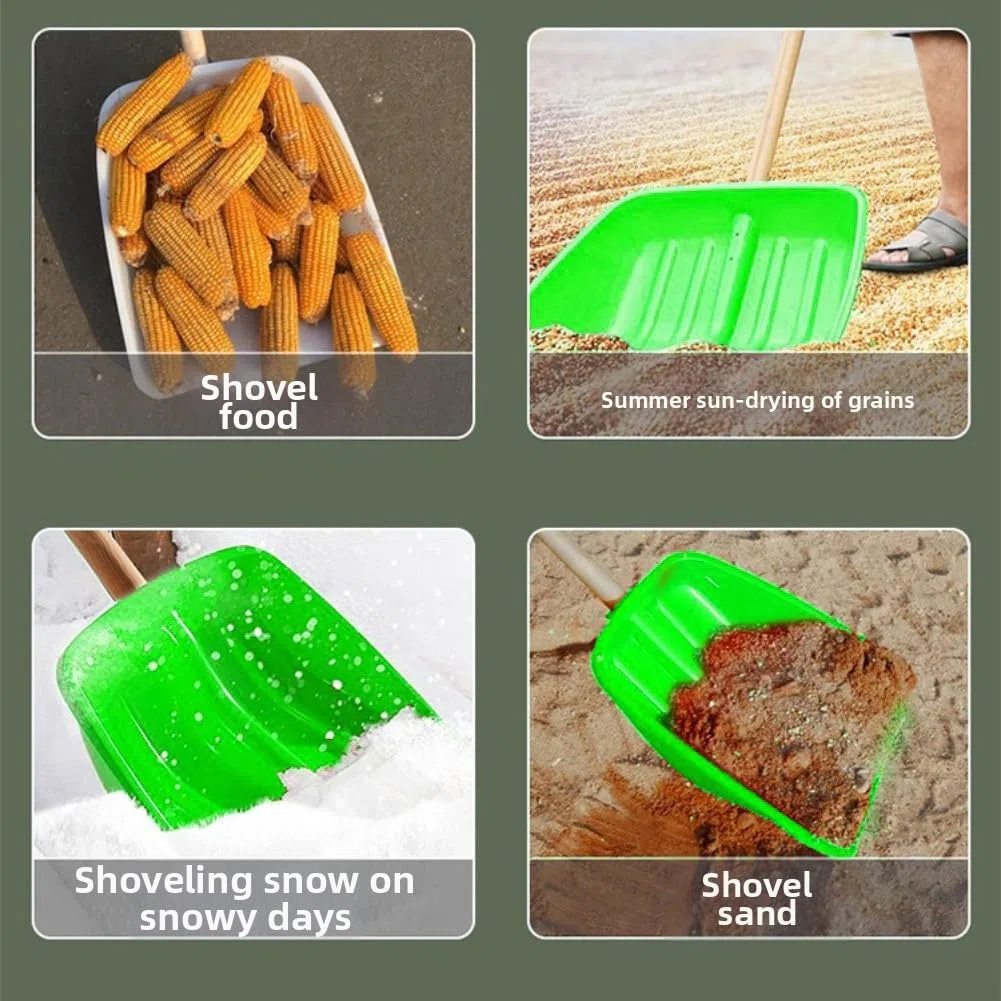 Pala leggera in plastica ispessita per la rimozione di neve e ghiaccio con design sicuro con bordi arrotondati, ideale per vialetti, vicoli, pollame e trasporto del suolo in giardino (verde)