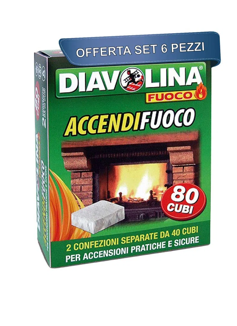 Diavolina Set 6 X Accendifuoco 80 cubi