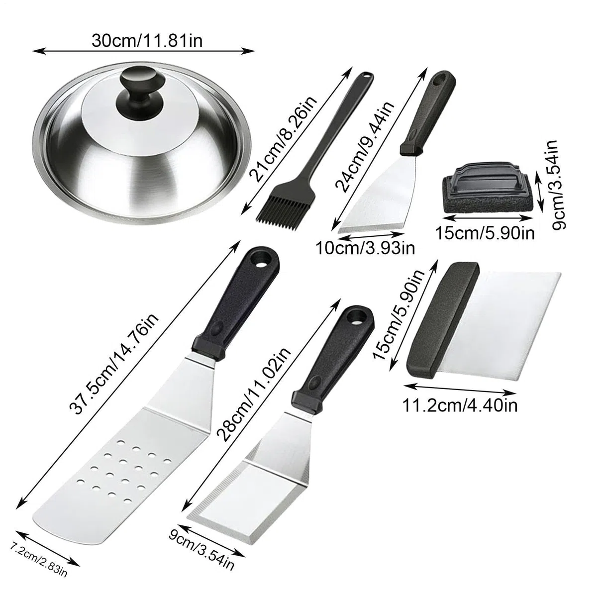 Set di utensili da cucina per esterni, 14 pezzi, in acciaio inossidabile | portatile, per campeggio, giardino, verdure, gamberi e carni