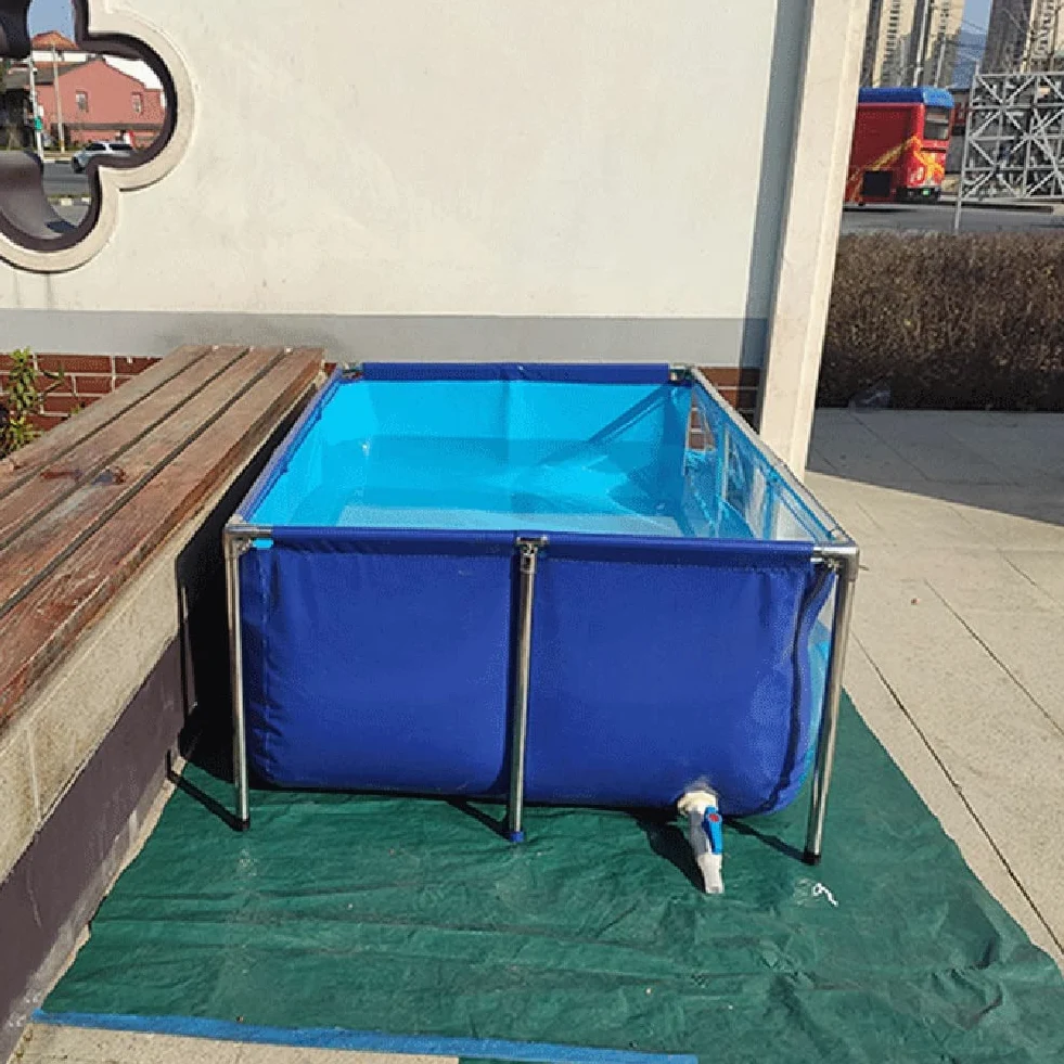 Rivestimento flessibile per stagno in PVC con telaio in acciaio e pannello di visualizzazione per acquari interni/esterni per pesci rossi koi e piante acquatiche, soluzione durevole per stagni da