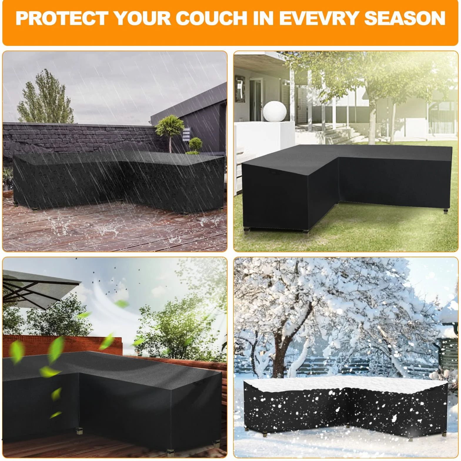 Copertura per mobili da Giardino a Forma di L, Impermeabile, in Rattan, per mobili da Giardino, Copertura per Divano ad Angolo, Gruppo Salotto ad Angolo, mobili Lounge, 215 x 215 x 80 x 85 cm