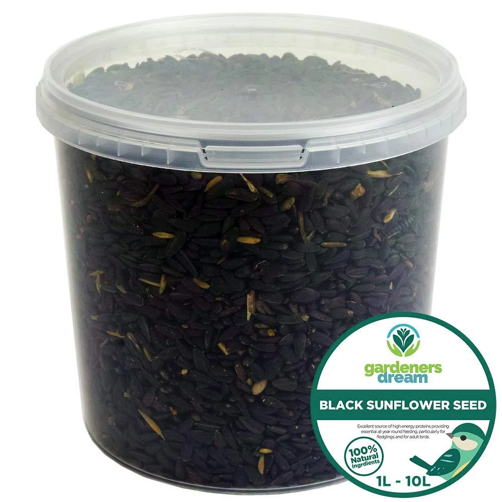 Semi di girasole nero GardenersDream - Alimento ricco di olio per uccelli selvatici del giardino (10L)