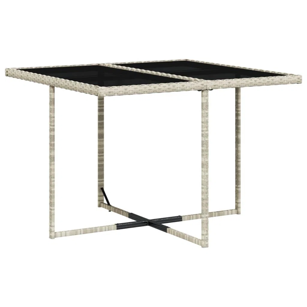 IKAYAA Set Tavolo Sedie da Giardino 5 Pezzi Set di Mobili Giardino 5 Pezzi Set da Pranzo da Giardino Arredo Giardino Poli Rattan Arredamento-Grigio Chiaro-5 pz/Vetro