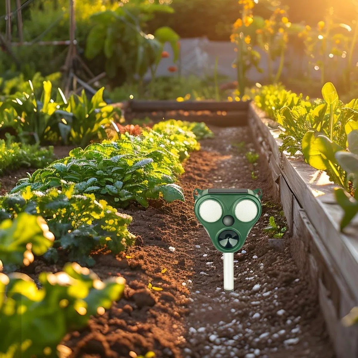 Repellente per animali ad energia solare, repellente ad ultrasuoni per uccelli e topi, dispositivo esterno impermeabile con luci LED per cortile, giardino e fattoria