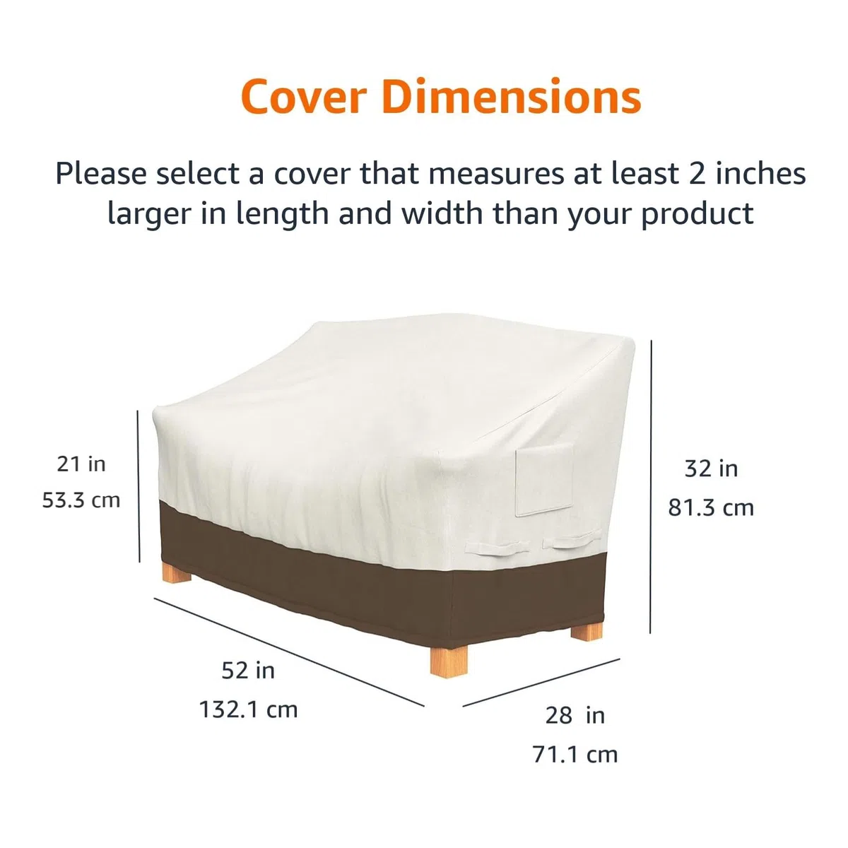 Amazon Basics Telo di copertura sagomato per panca a 2 posti, Beige + Marrone Chiaro