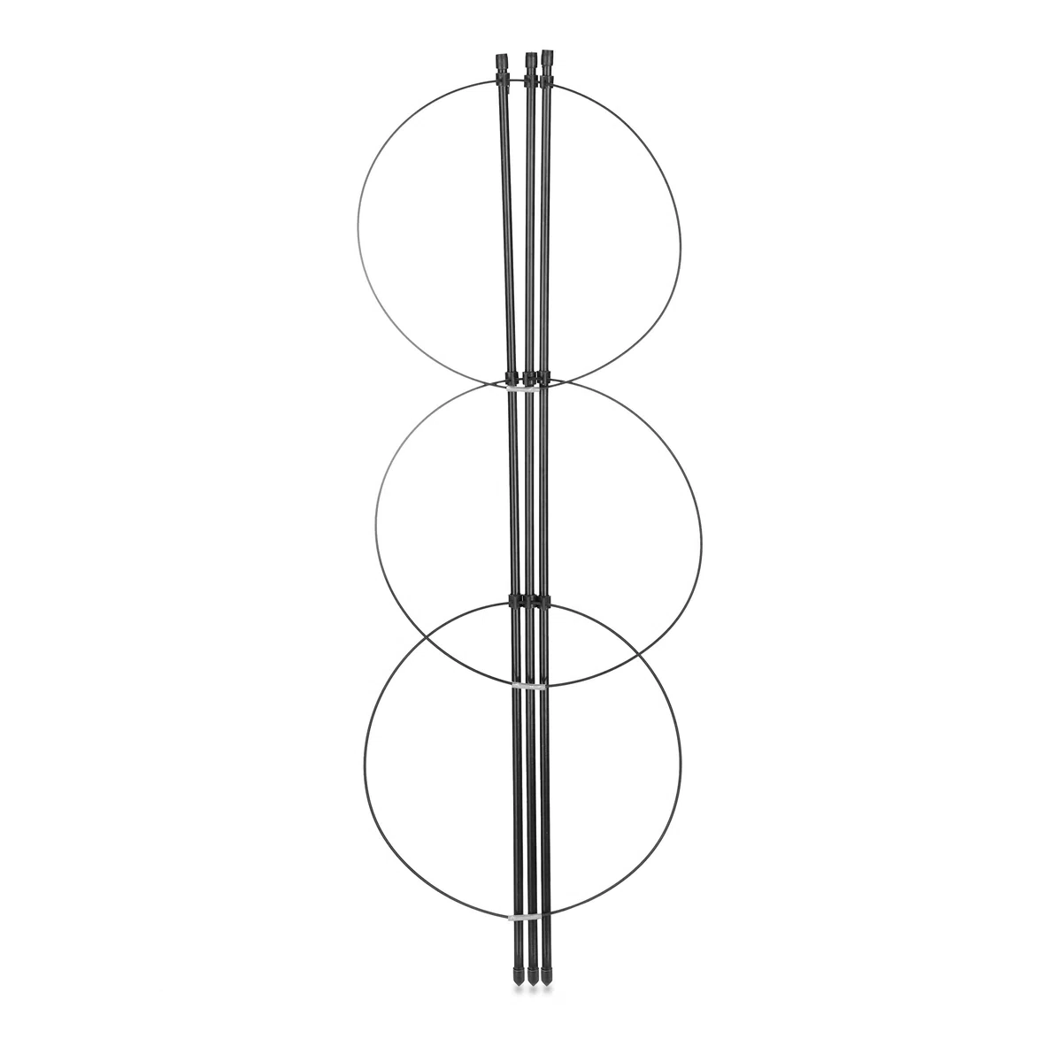Relaxdays Set da 4 Sostegni Circolari per Pomodori, Piante Rampicanti, Cetrioli, Alti 60 cm, 3 Anelli, Metallo, Nero