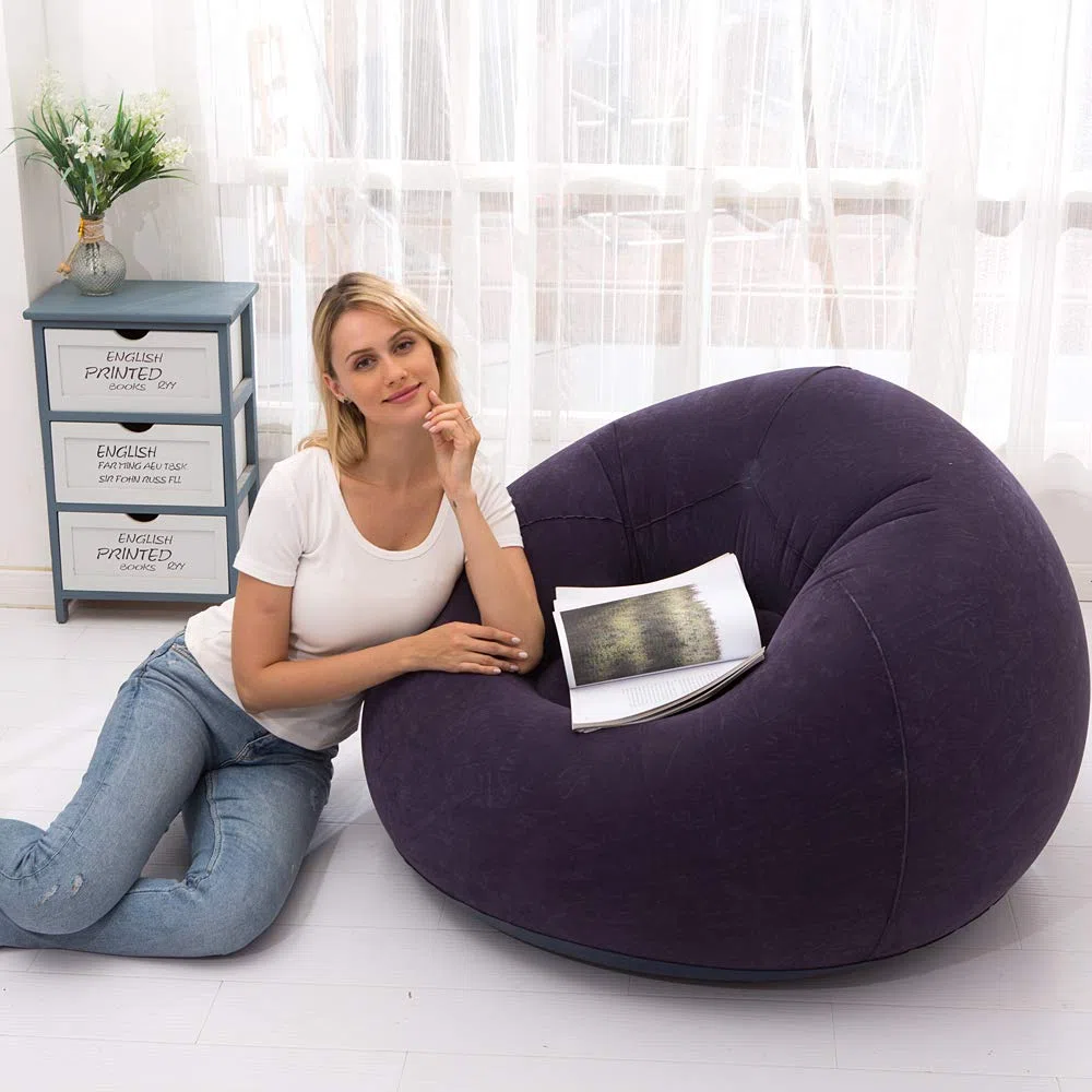 LONEEDY - Divanetto gonfiabile per interni o esterni, con interno morbido, (blu sferico).