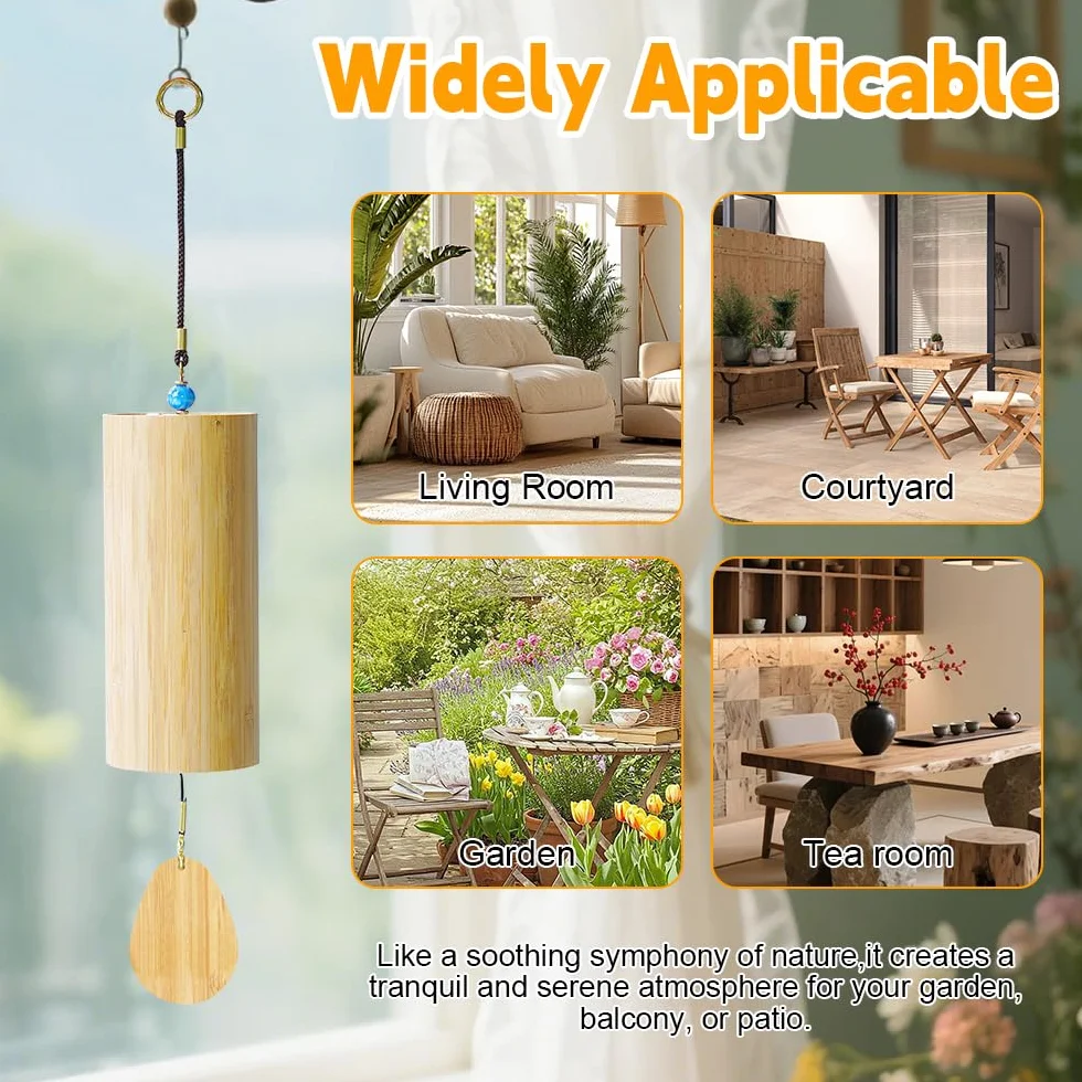 Campanelli Eolici In Bambù, Meditazione Chimes, Campanelle A Vento Giapponesi In Bambù, Scacciapensieri Yoga, Chime Bamboo per Esterni, Yoga, Gartendekoration, Le Emozioni Lenitive