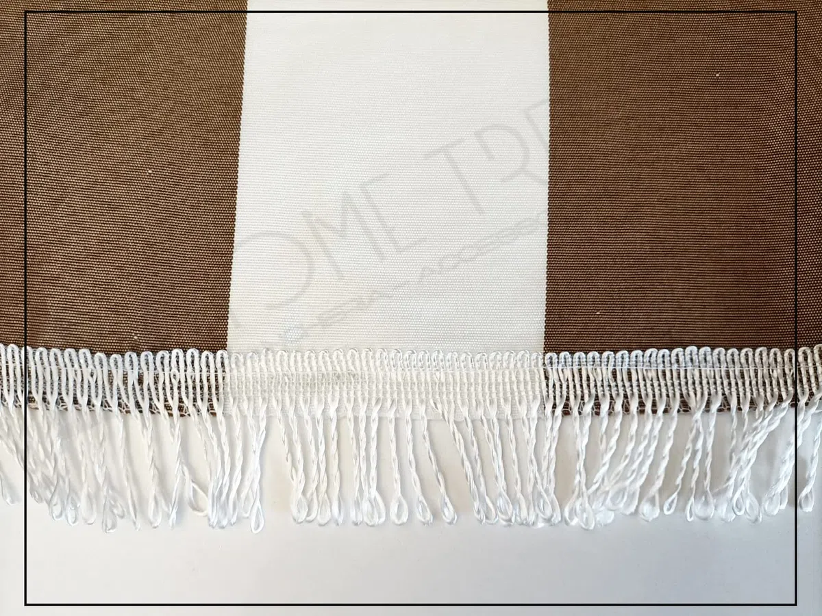 Home Tresor - Tenda da Sole con Occhielli e Ganci per Balconi, Gazebo, Giardino | Tenda da Sole a Caduta Idrorepellente e Anti UV | Fantasia Rigata Marrone Bianco | Misura cm. (200 x 300)