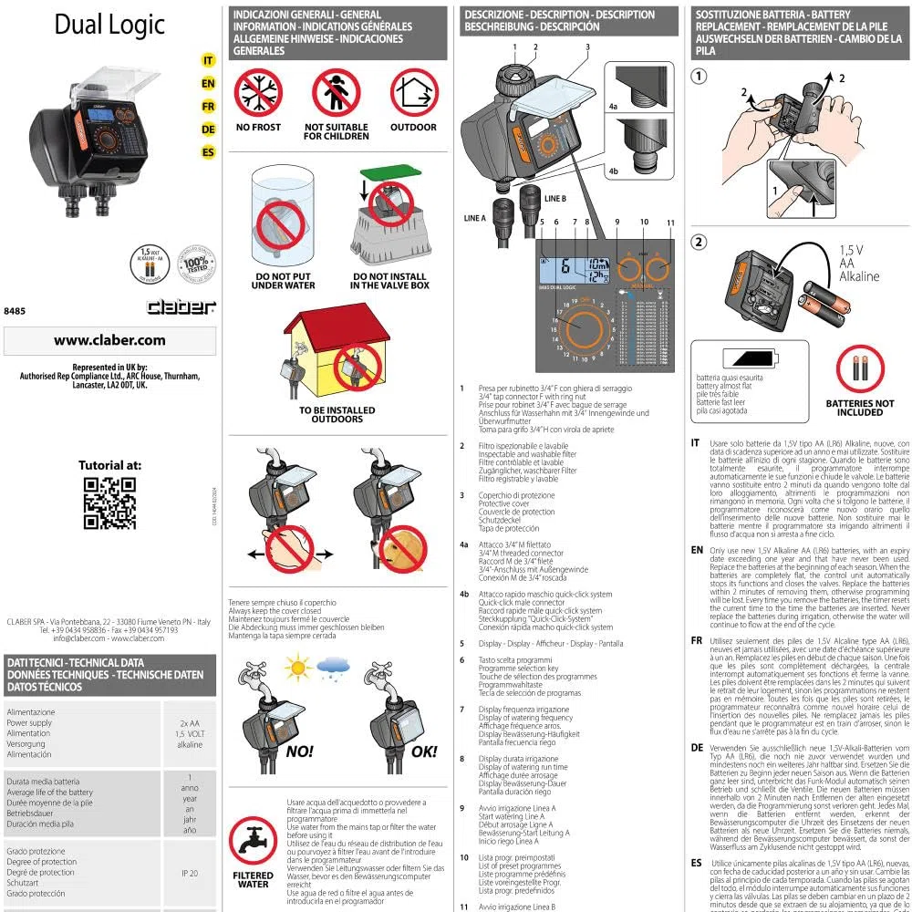 Claber Dual Logic, programmatore digitale a rubinetto a due vie