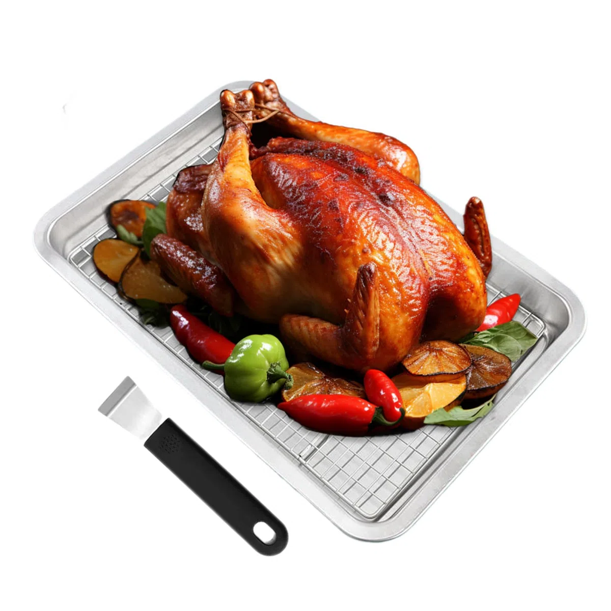 Cestello Per Grigliare Verdure Acciaio Inossidabile, Impugnatura Sicura, | Set Di Cestini Per Griglia BBQ per Verdure alla Griglia, Carne, Pesce, Peperoni, Gamberi, Picnic e Riu