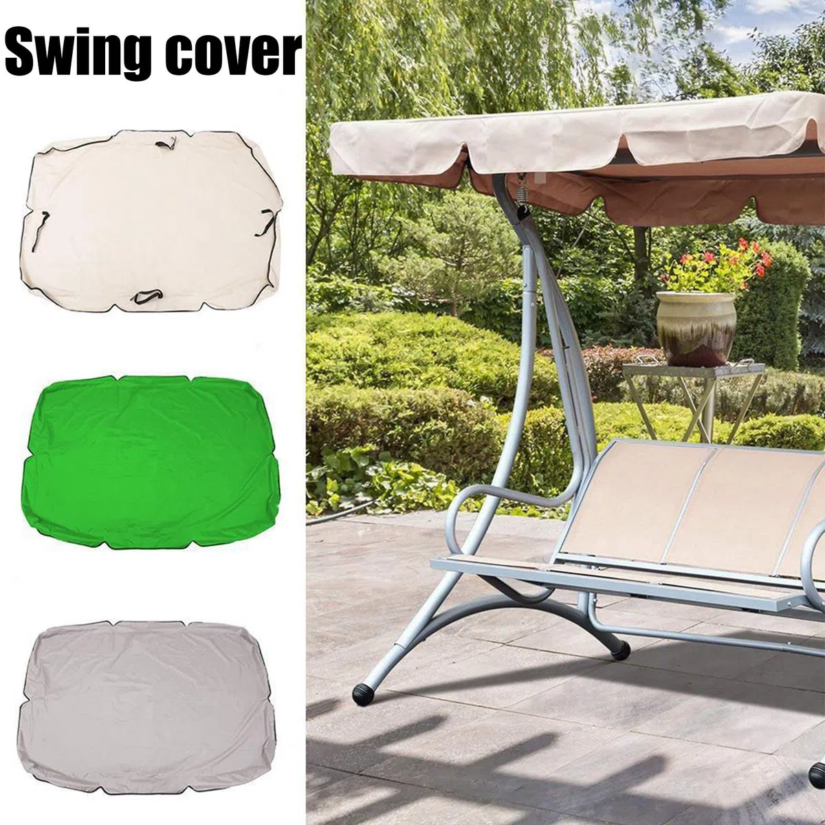 Tetto di Ricambio per Dondolo da Giardino,2/3 posti Tettuccio di Ricambio Universale per Dondolo da Giardino,210D Telo Oxford Impermeabile Anti-UV Copertura di Ricambio per Terrazza