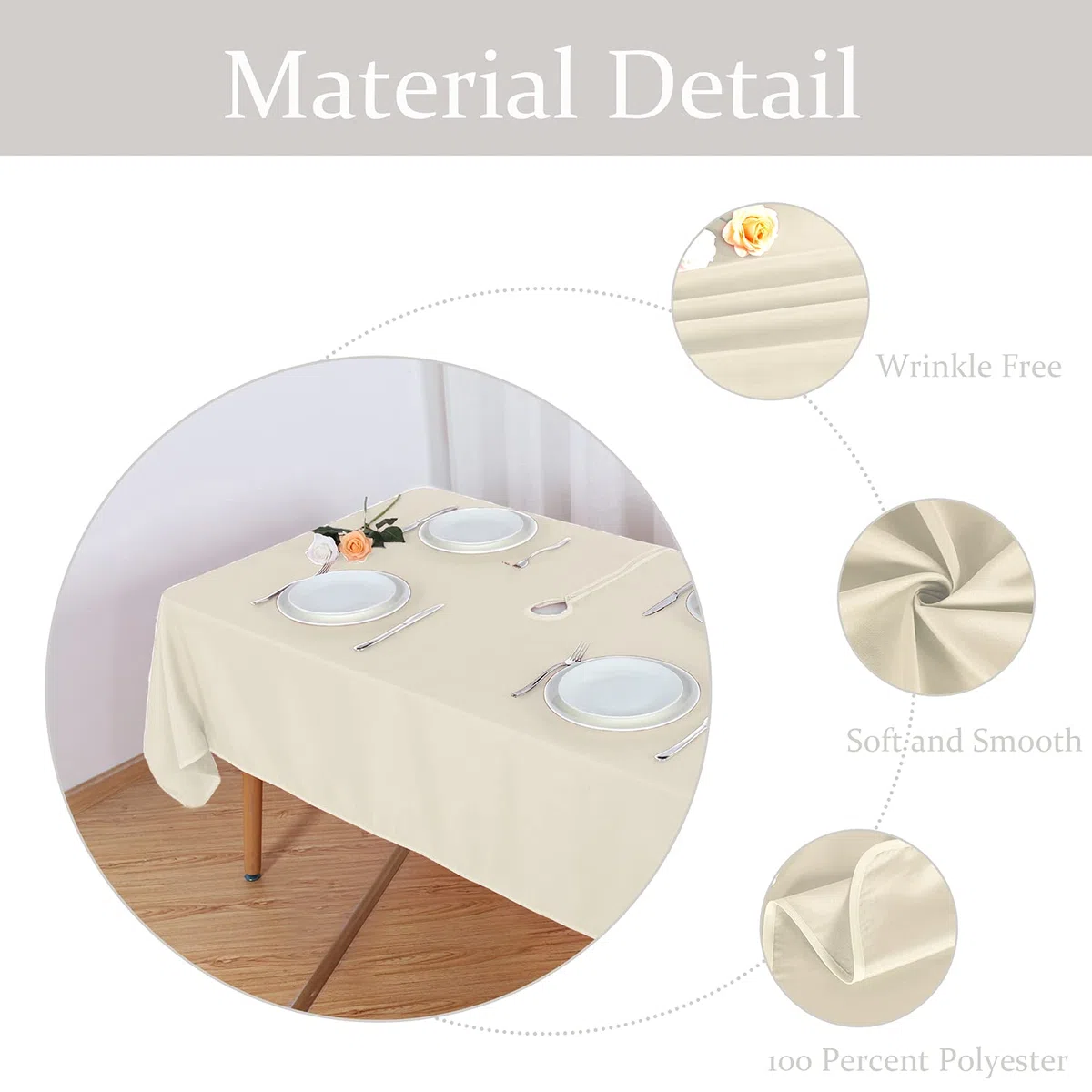 Fitable Tovaglia per esterni e interni, lavabile, impermeabile, senza pieghe, con cerniera e foro per ombrello, per primavera, estate, feste, picnic, barbecue, patio, beige, 152,4 x 304,8 cm