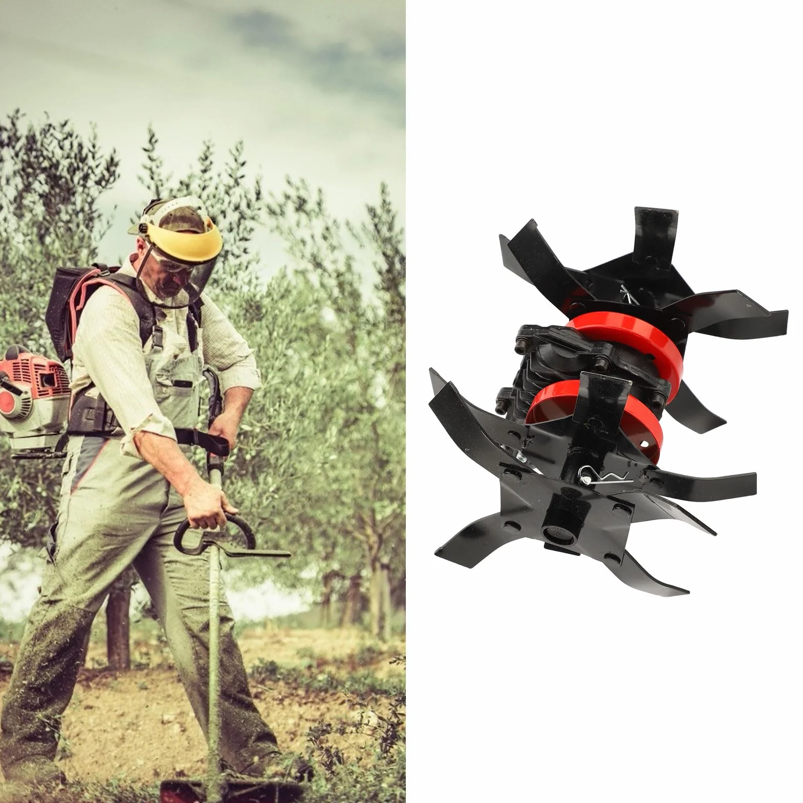 SUNGOOYUE Ruota Portautensili per Coltivatore 2 in 1, Struttura Resistente per Diserbo e Lavorazione del Terreno, Accessori per Tosaerba per Appassionati di Giardino, Ferro e Lega di Alluminio