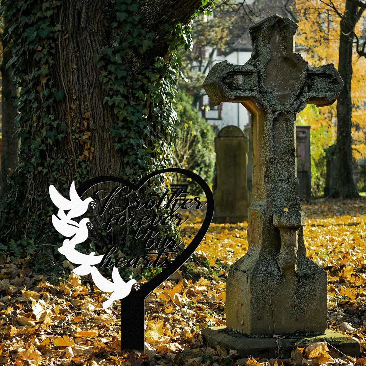 Decorazione funerale fratello lapidi in metallo, per ragazzi, targa commemorativa per i funerali all'aperto, per il giardino o Hofiben