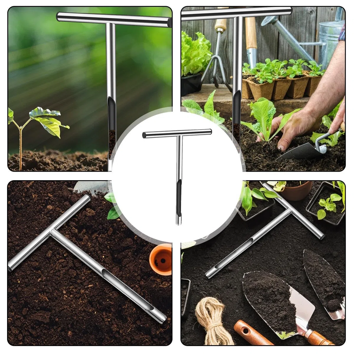 Strumento per il prelievo di campioni del suolo – campionatore del terreno, campione di tipo T in acciaio inox | Strumenti per la cura del giardino e del prato, cura delle piante per piante da interno