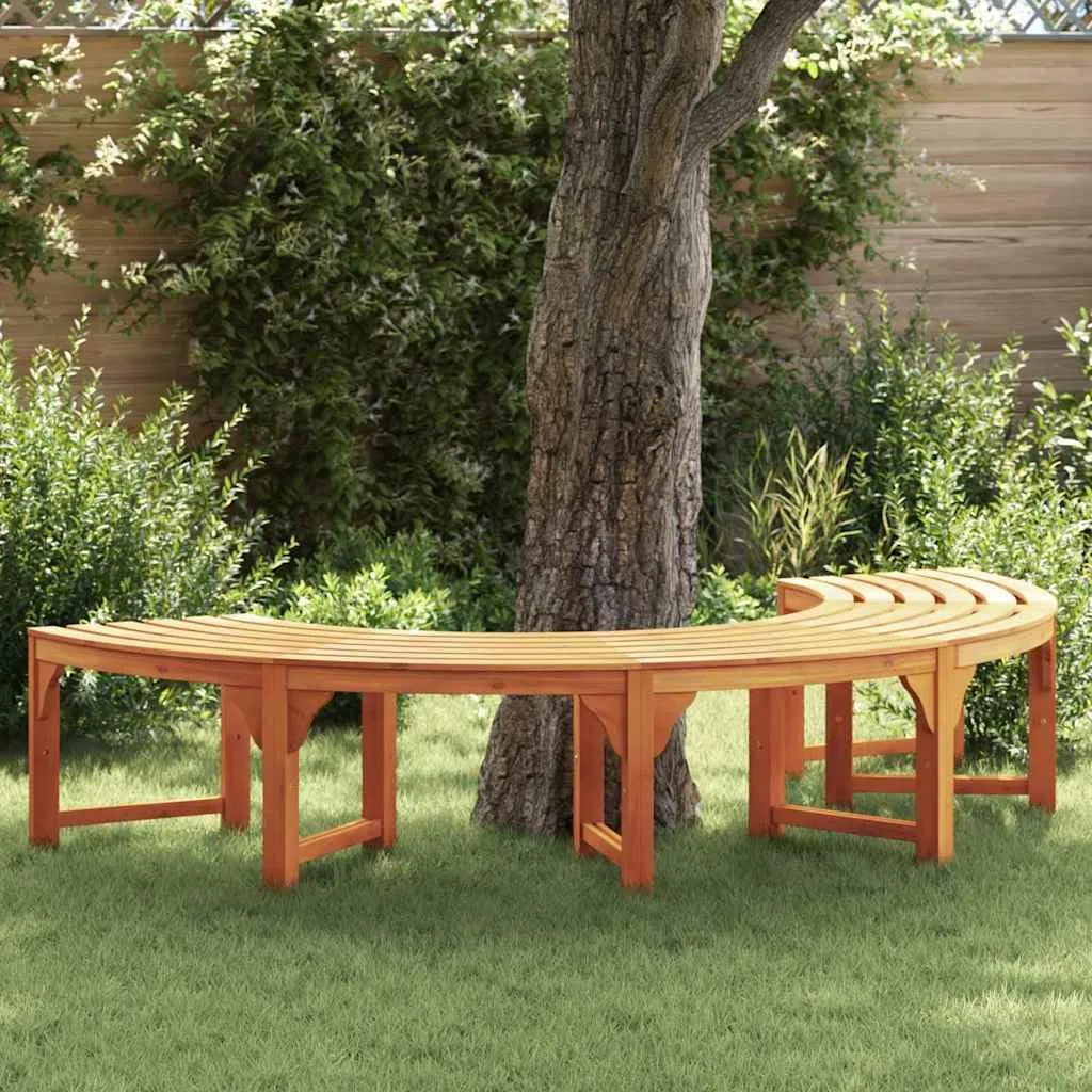 vidaXL Panchina da Esterno a Mezza Luna per 3 Adulti in Legno Massello di Acacia con Finitura Marrone Naturale Resistente ai Raggi UV, Perfetta per Giardini e Patios, Posto a Sedere per Esterni, Mobi