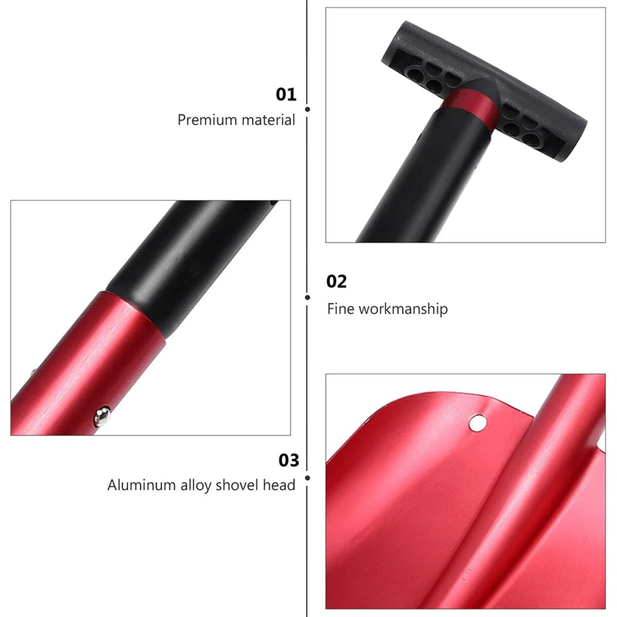 Yardenfun Pala Neve Auto Retrattile in Alluminio Leggero Badile da Emergenza per Rimozione Ghiaccio e Neve Design Smontabile e Compatto per Camper SUV e Viaggi Invernali