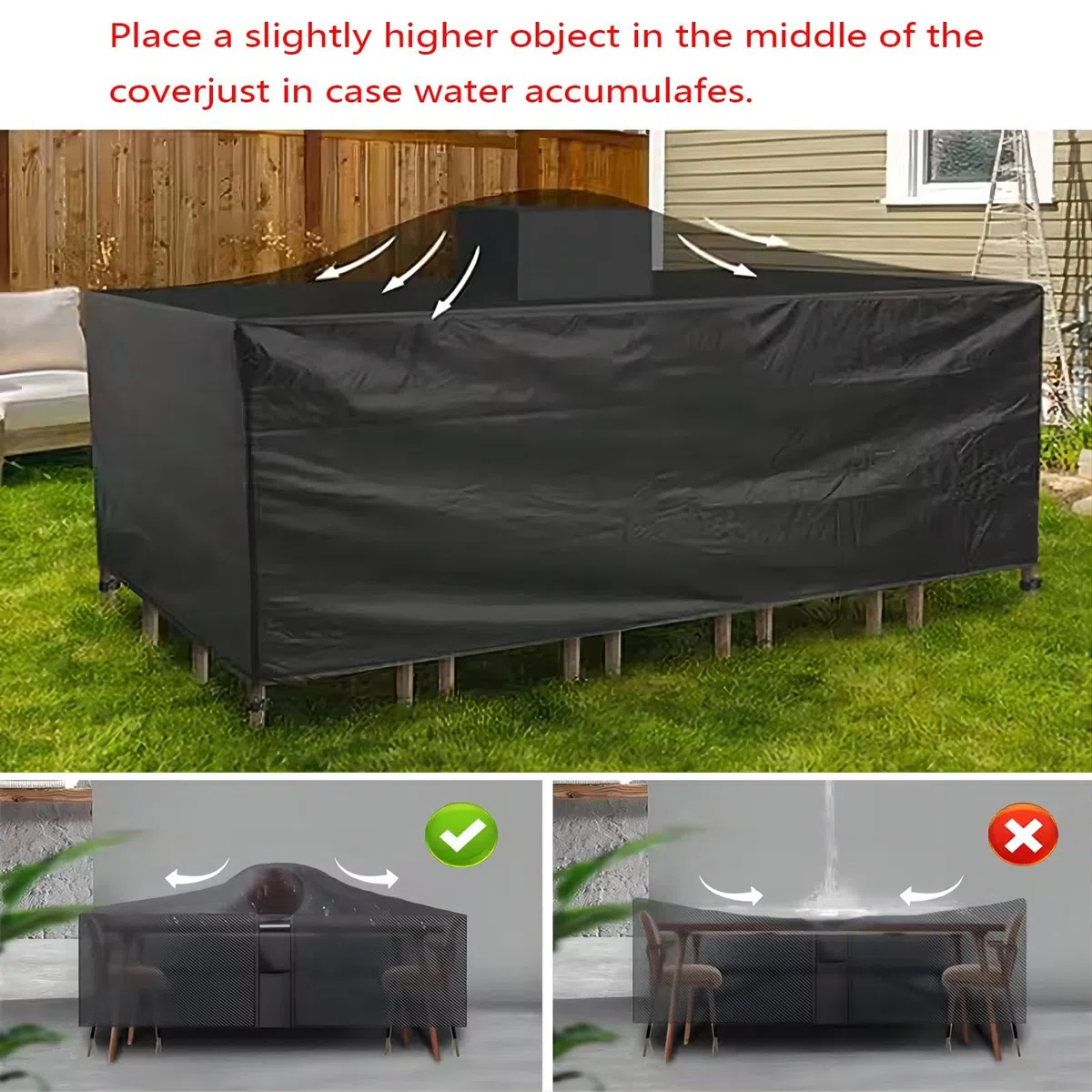 Copridivano da Esterno Impermeabile, 120x50x80cm Nero 420D Oxford Coperture per Mobili da Giardino, Copertura Tavolo Esterno Telo Copertura per Giardino, Anti-UV Telo Copri Divano da Giardino