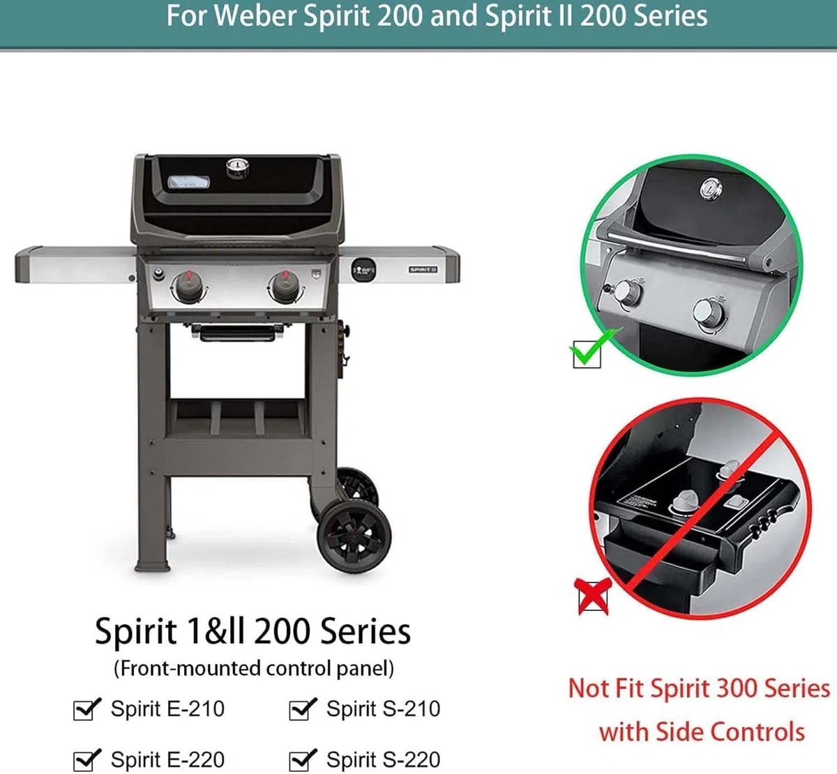 7635 Barre Flavorizer per Weber Spirit I & II Series 200, Spirit E210, S210, E220, S220 (con Pulsanti del bruciatore Anteriore), 38,9 cm
