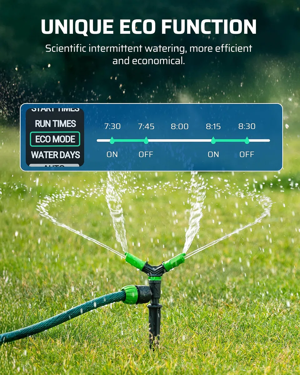 DEWENWlLS - Timer irrigatore a 4 zone, per rubinetto esterno, ritardo pioggia e manuale, timer programmabile per tubo dell'acqua, per vacanze, giardino, prato, orto, fiori in vaso