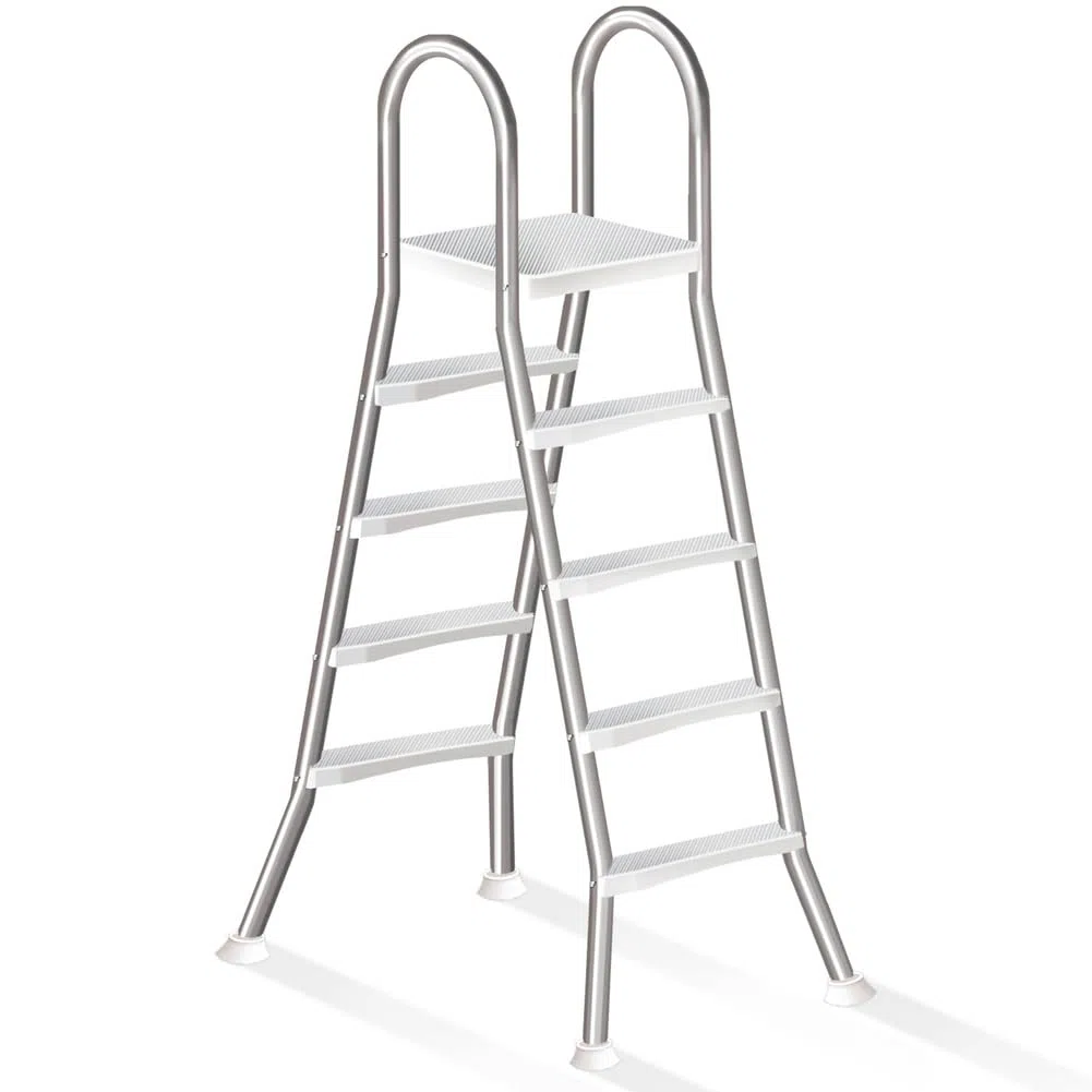 Scaletta Piscina Fuori Terra 132 a Doppia con 4 Gradini in Acciaio, Scala per Piscina Fuori Terra, Gradini per Piscina Fuori Terra, capacità di 250 kg