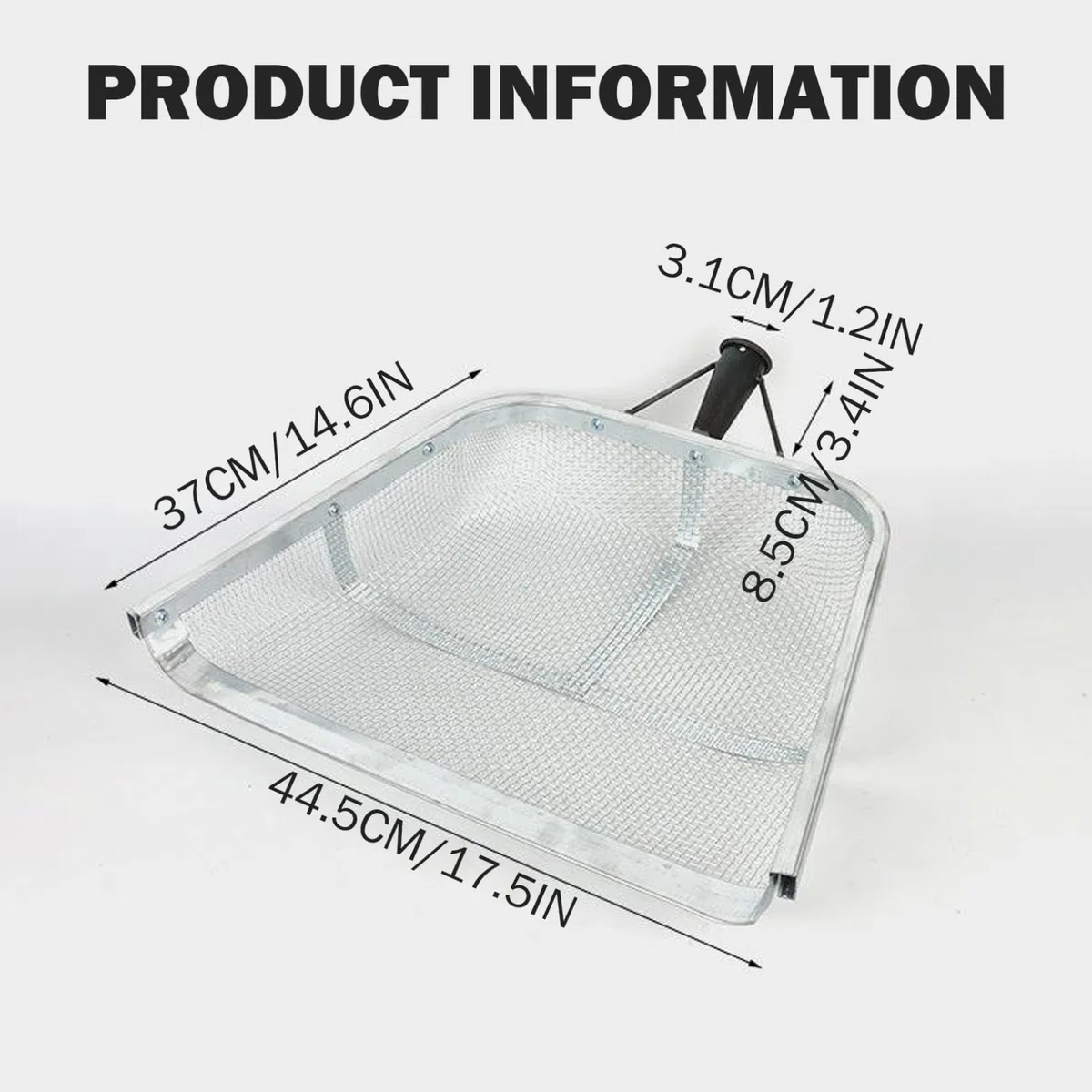 Pala per setaccio per sabbia, pala per setaccio, per terreno in acciaio inossidabile per giardinaggio Sabbia da 17, 5x14, 6 pollici con rete da 4 mm per un filtraggio efficiente di terreno e c