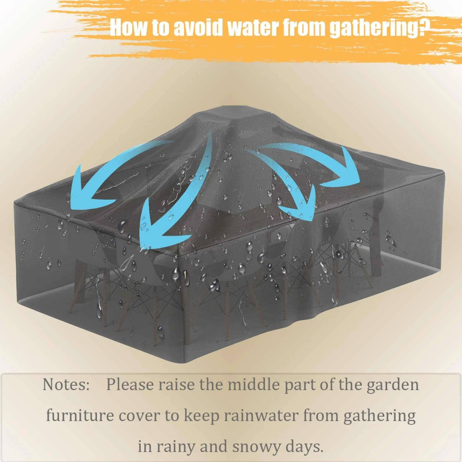 HNKDKJ Copertura Protettive per Mobili da Giardino in Rattan 205x75x65cm/LxWxH Panno 420D Oxford Impermeabile CoperturaTavoli e Sedie da Cortile Raggi UV, Resistente allo Strappo Copertura Tavolo