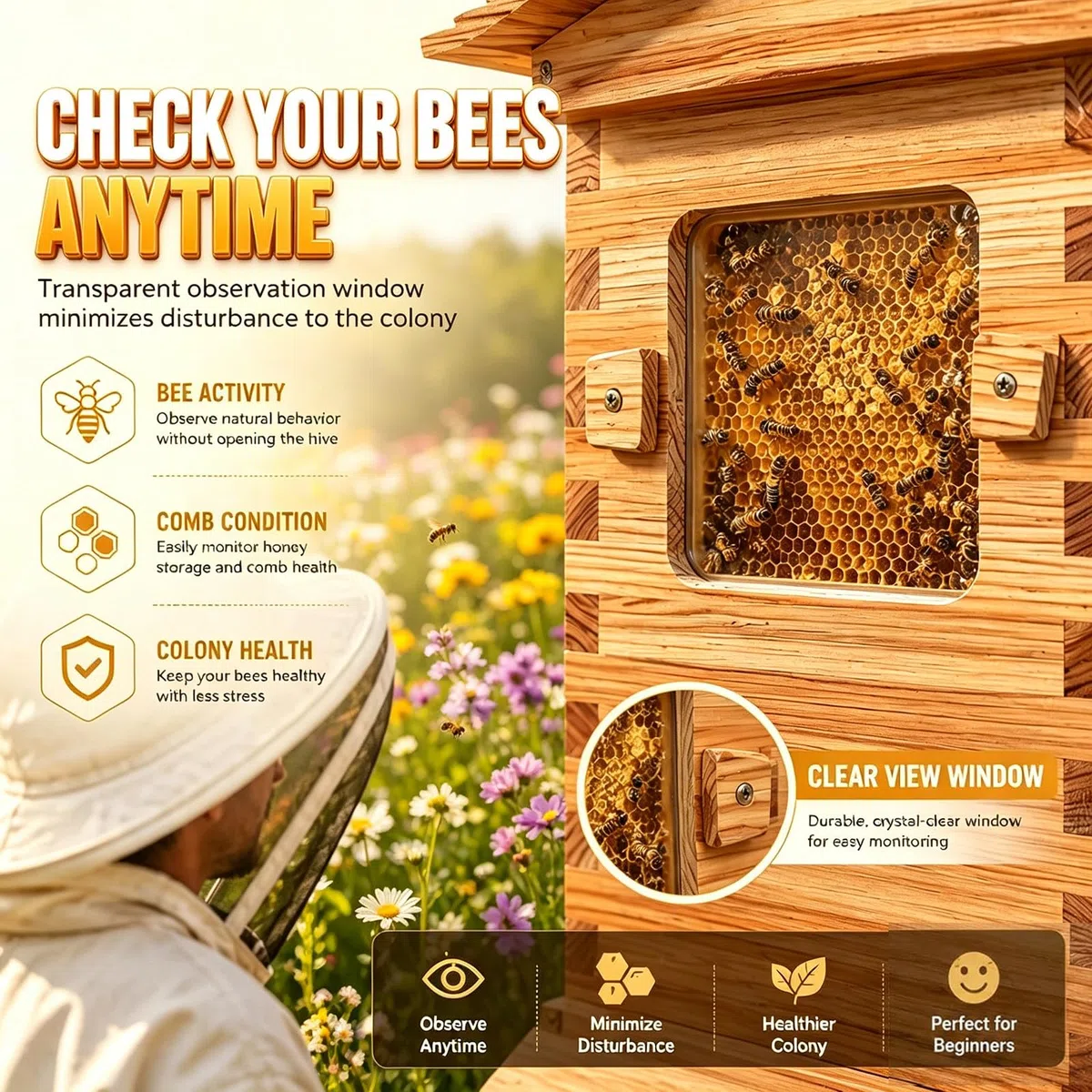 Arnia Flow Hive, Arnia Completa per Apicoltura, Materiali per Uso Alimentare, sistemas Raccolta Miele Semplice e Pulita, Versione migliorata, per Famiglie e Adulti