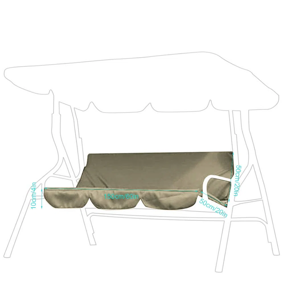 BORDSTRACT Fodera per cuscino dell'altalena, coprisedile per amaca impermeabile per sedia a dondolo per sedia a dondolo da giardino a 3 posti 150 * 50 * 10 cm(Beige)