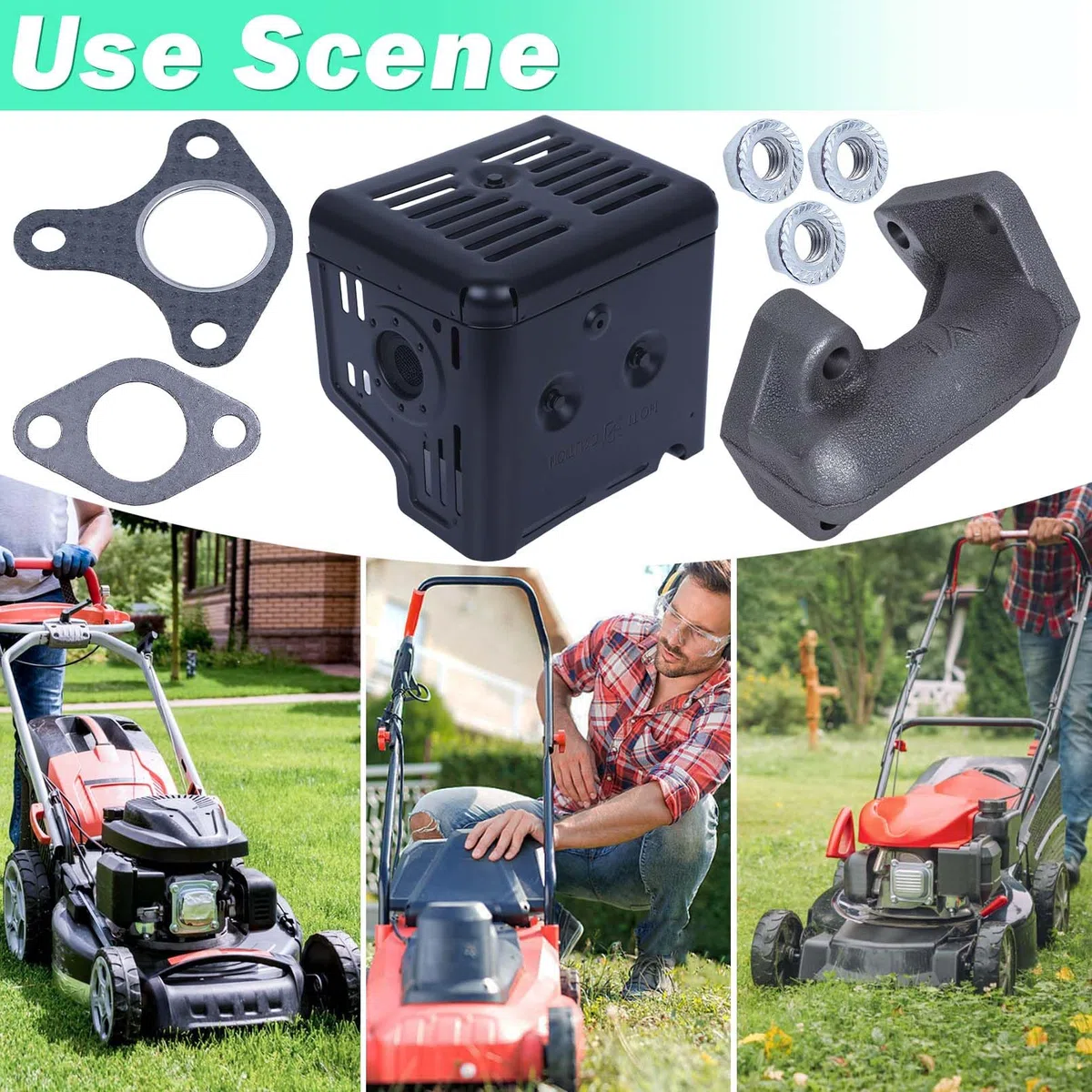 Marmitta Scarico per Honda GX390 GX340 13HP 11HP Motore, ADEFOL Scarico con Tubo + Guarnizione Ricambi per Motori a 4 Tempi Valvole di Scarico Accessori Marmitta Silenziatore