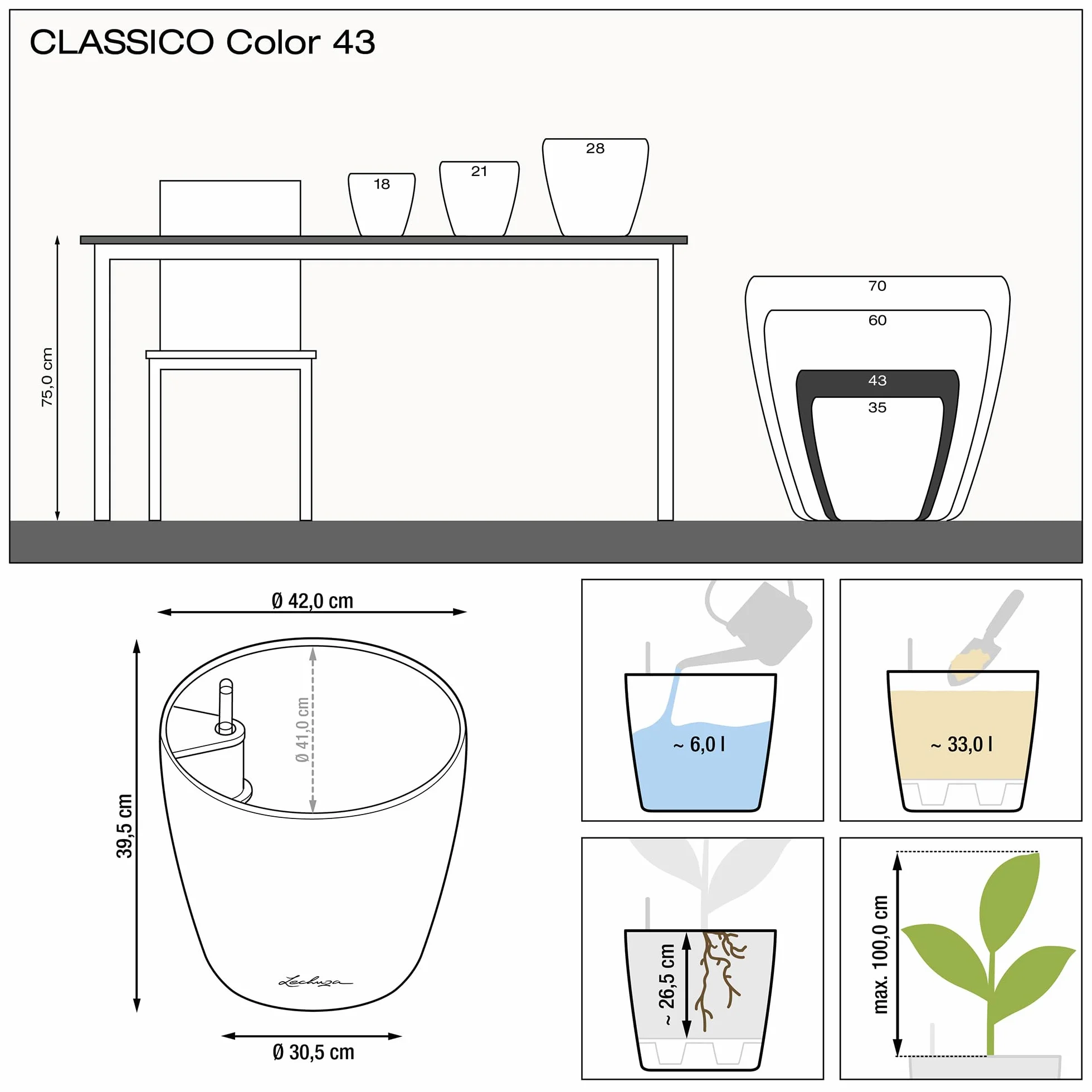 LECHUZA CLASSICO Color 43 grigio ardesia 13244