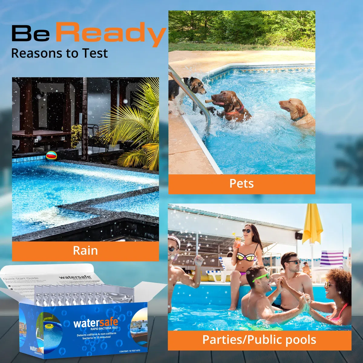 Strisce reattive per batteri per piscina e spa, confezione da 10