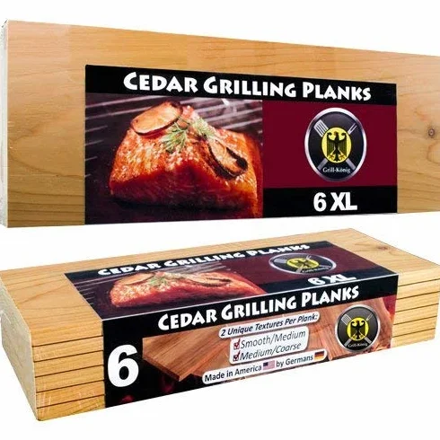 6 Piastre XL LUNGHEZZA INTERA in legno di cedro per griglia - confezione da 6