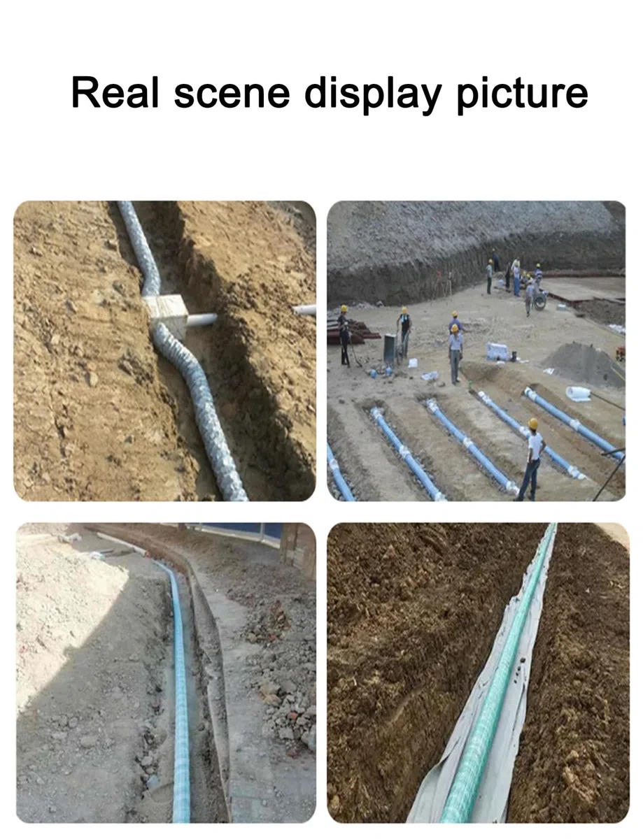 Tubo di scarico flessibile per cantieri edili e campi sportivi, tubo di scarico francese perforato per cantieri edili e campi sportivi, soluzione di drenaggio sotterraneo (10 cm, 2700 cm)