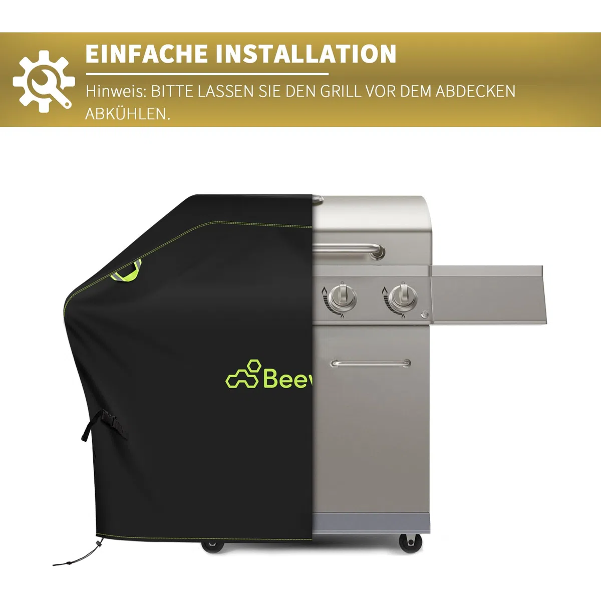 BEEWAY Copertura per barbecue resistente alle intemperie, in tessuto Oxford 420D, impermeabile, resistente ai raggi UV, 132 x 66 x 109 cm